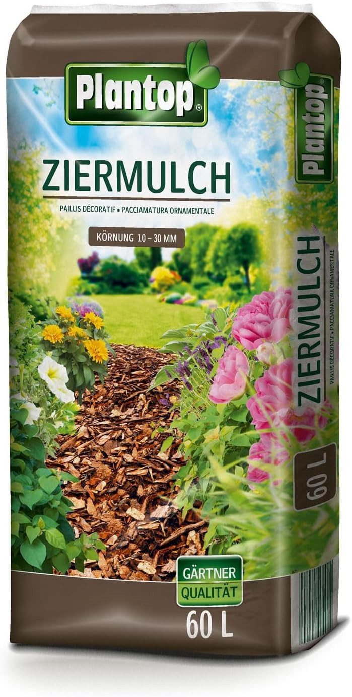 Ziegler Erdenwerk Rindenmulch Plantop Ziermulch Bodenhilfsstoff, 60 Liter Körnung 10 - 30 mm