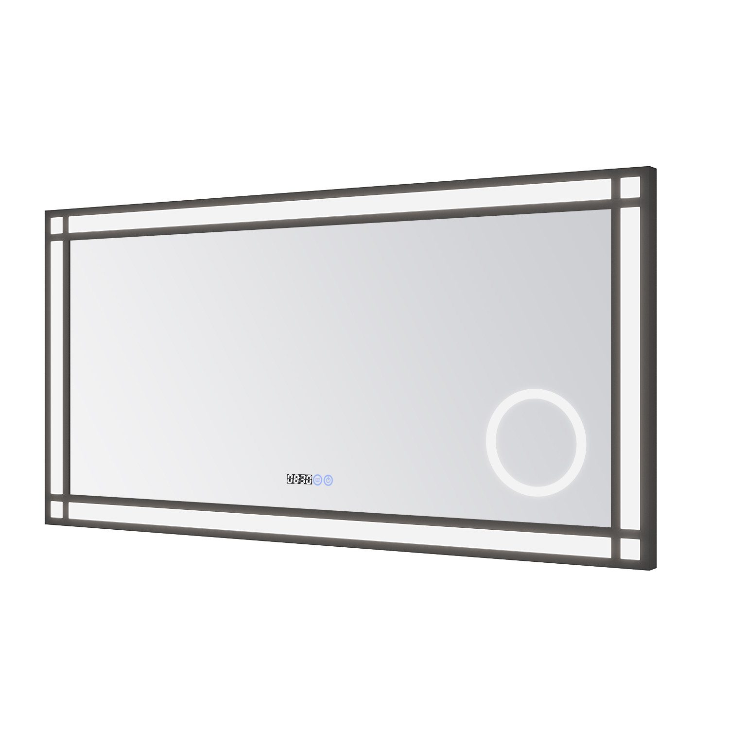 AQUALAVOS LED-Lichtspiegel LED Badspiegel mit Beleuchtung Vergrößerung 6400K Dimmbar für Make-up, Modernes Design Anti-Beschlag kaltweiß Touch-Dimmer IP44 Wandspiegel
