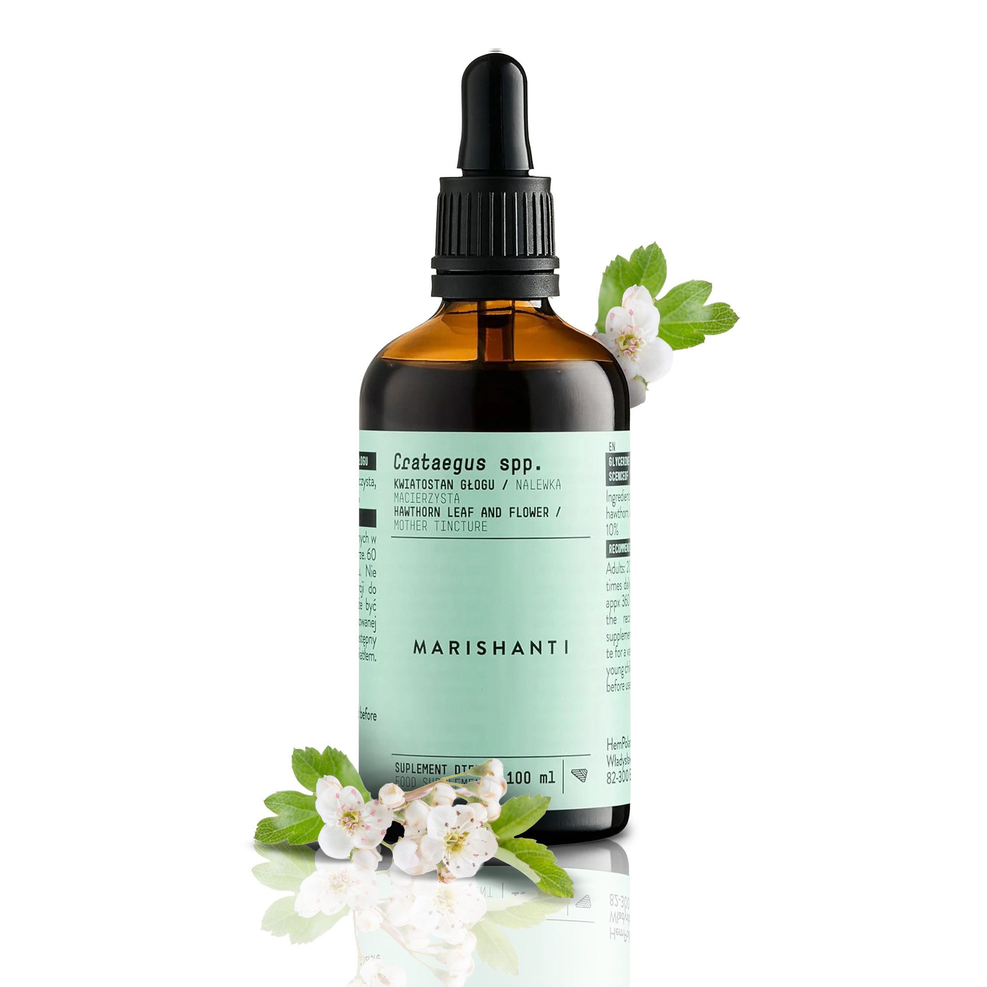 MARISHANTI Weißdorn Extrakt – alkoholfreie Tropfen, Eine Tinktur aus Blättern und Blüten (Crataegus) à 100 ml, – Vegan