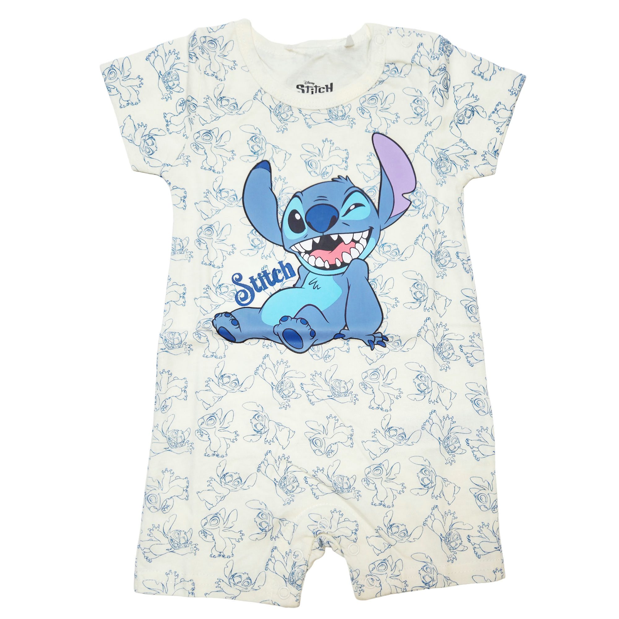 Disney Strampler Disney Stitch Baby Jungen kurzarm Strampler Einteiler 100% Baumwolle, Gr. 62 bis 92