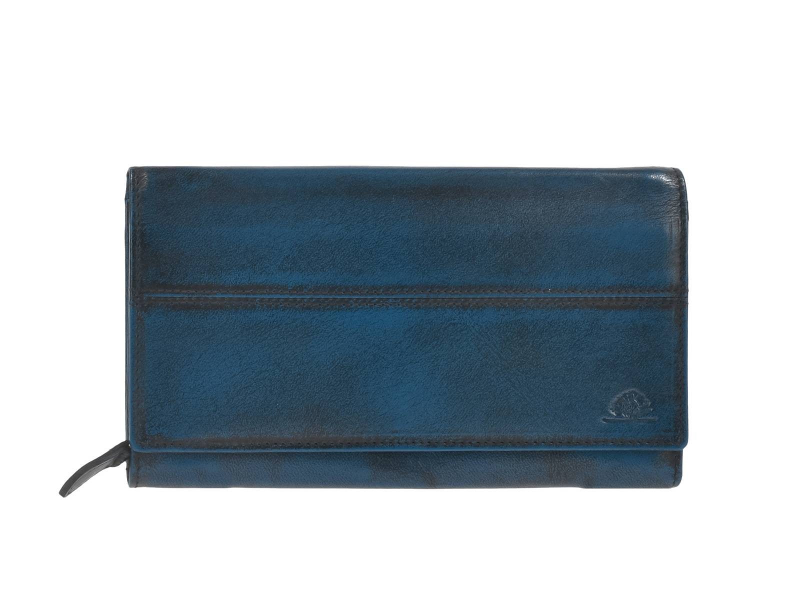 Greenburry Geldbörse "Destressed" Leder Portemonnaie Damen mit RFID Schutz, Querformat, Lederbörse, Portemonnaie, 18x11cm