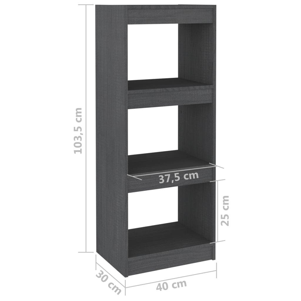 cm Grau Bücherregal/Raumteiler 40x30x103,5 furnicato Kiefer Massivholz Bücherregal