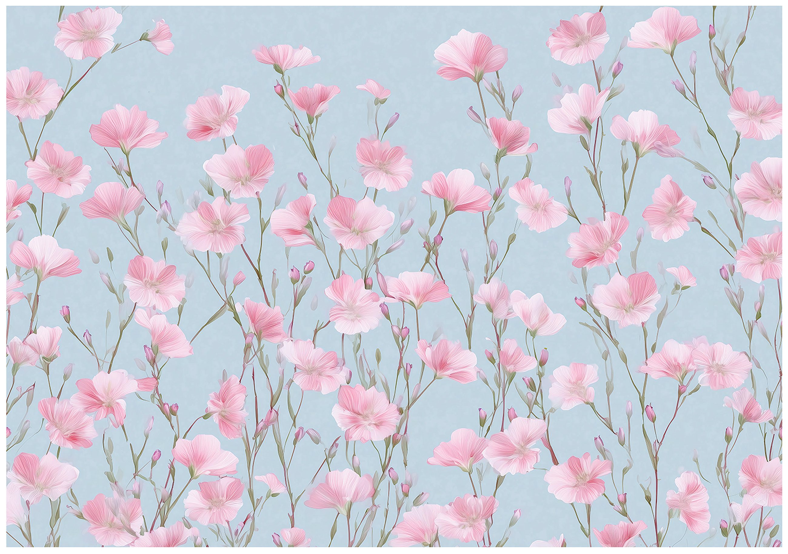 Wallarena Fototapete Blumen Wiese - Mehrfarbig - Elegant - Vlies - Schlafzimmer, glatt, (2 St), 100x70cm