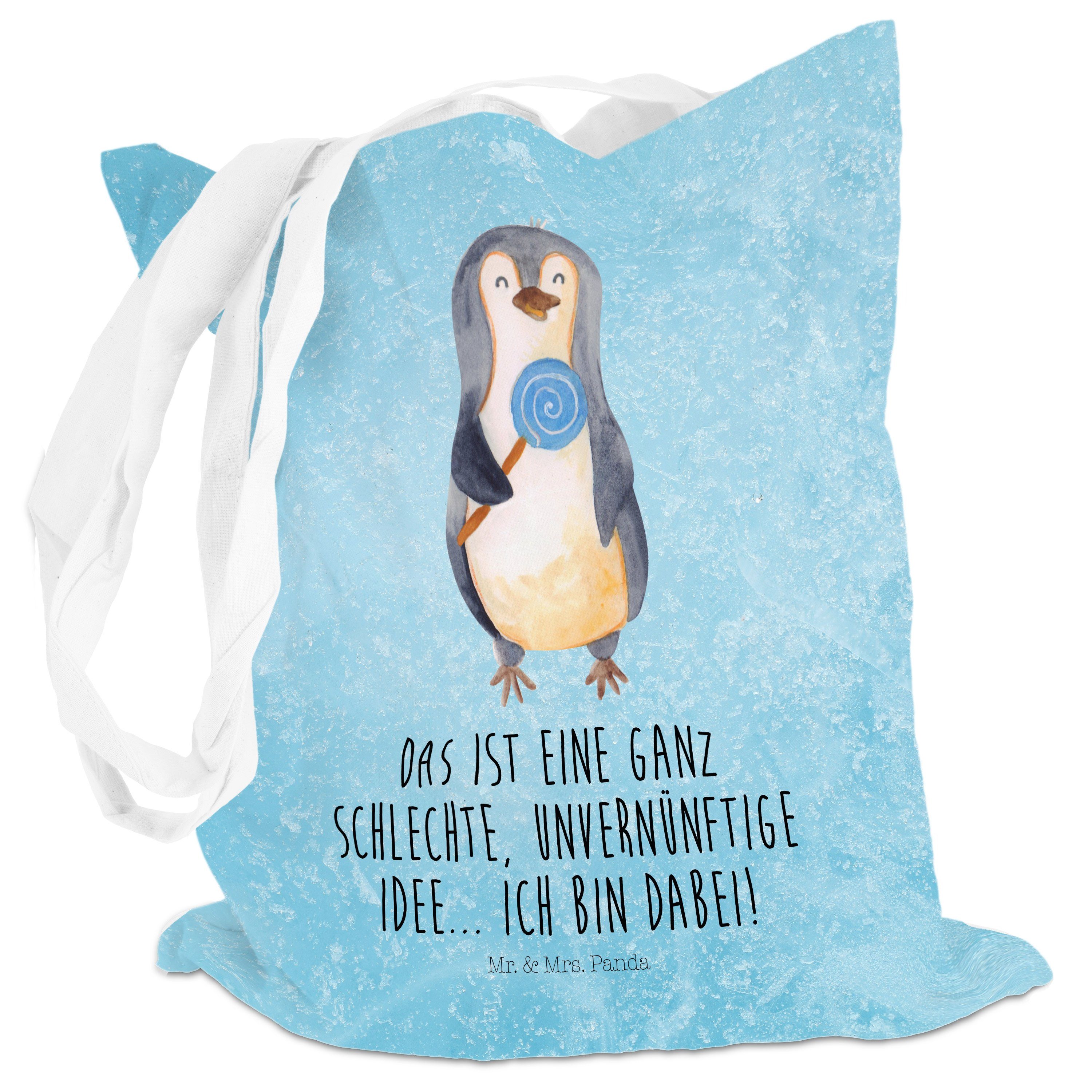 & Lolli (1-tlg) Gauner, Geschenk, süß, Mr. Pinguin - Panda Eisblau Mrs. Beuteltasche - Tragetasche Beutel,