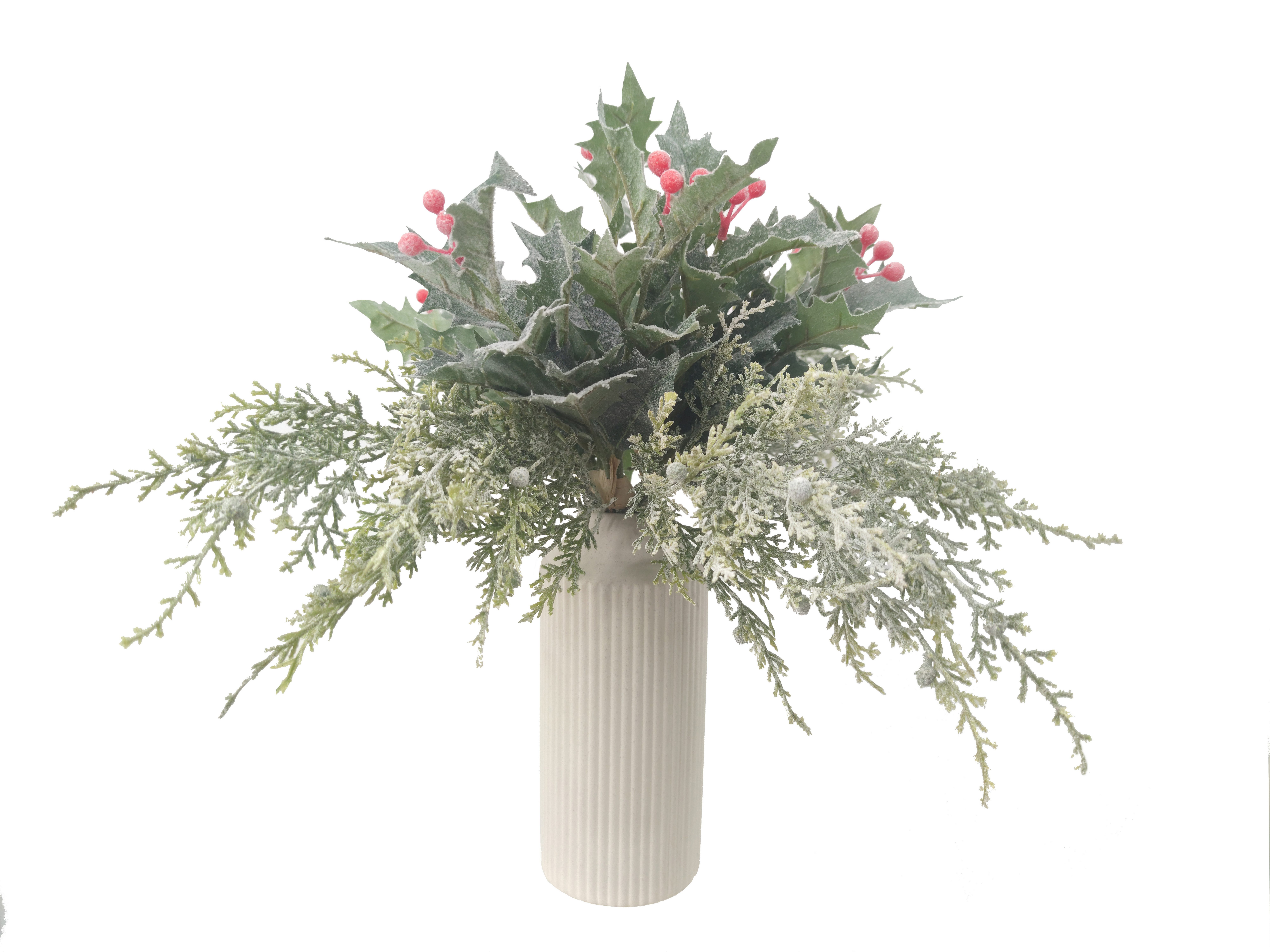 Kunstblumenstrauß Bouquet WINTERLORBEER FROSTLOOK 7-tlg.