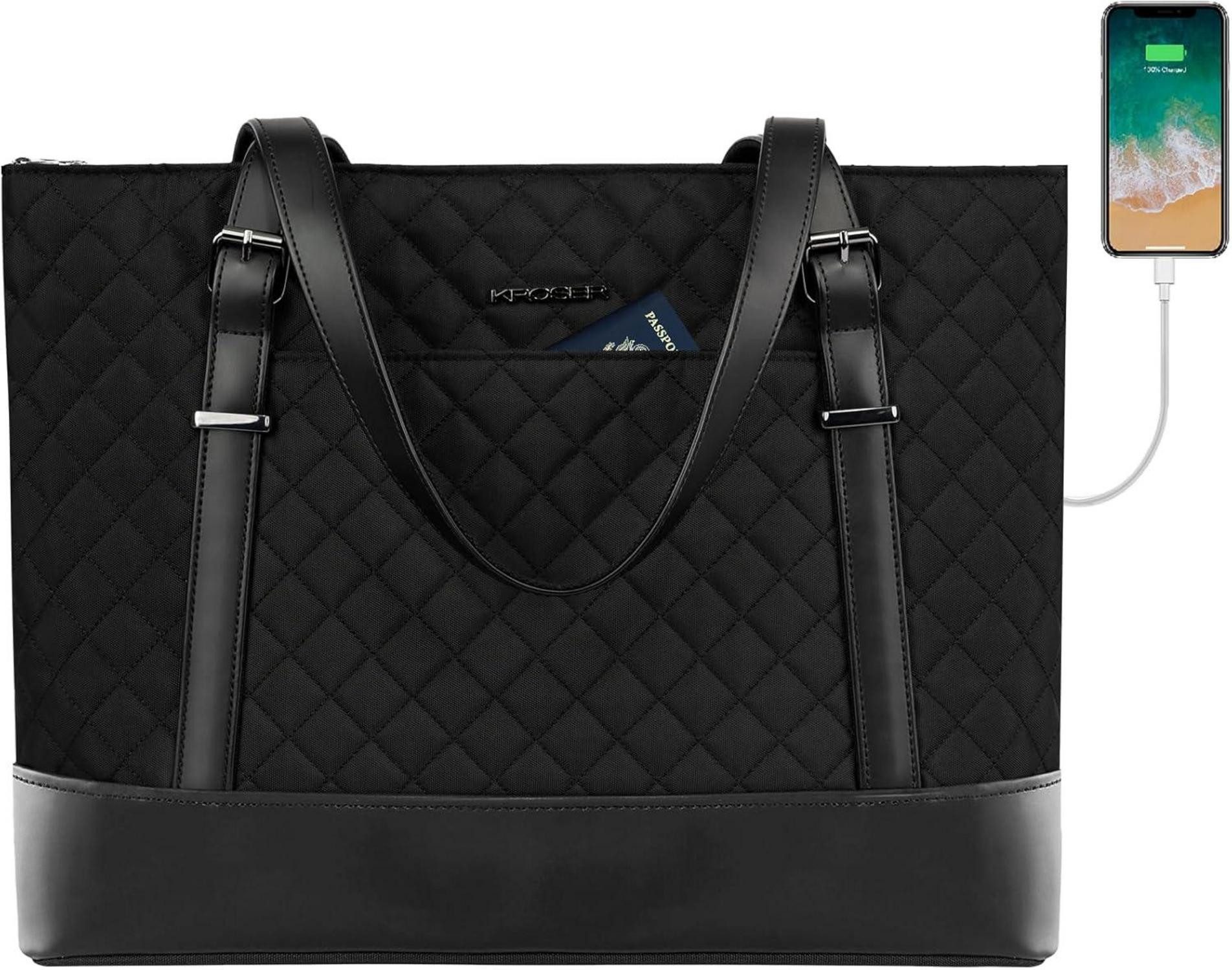 LuxusKollektion Laptoptasche Laptop Damen Handtasche Schwarz günstig online kaufen