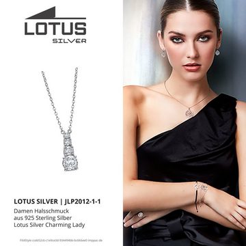 LOTUS SILVER Silberkette Lotus Silver Glamour Halskette (Halskette), Damen Kette Glamour aus 925 Sterling Silber, silber, weiß
