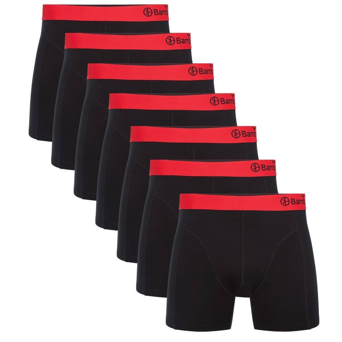 Bamboo basics Boxer Herren Boxer Shorts, 7er Pack - LEVI7P Schwarz/Rot