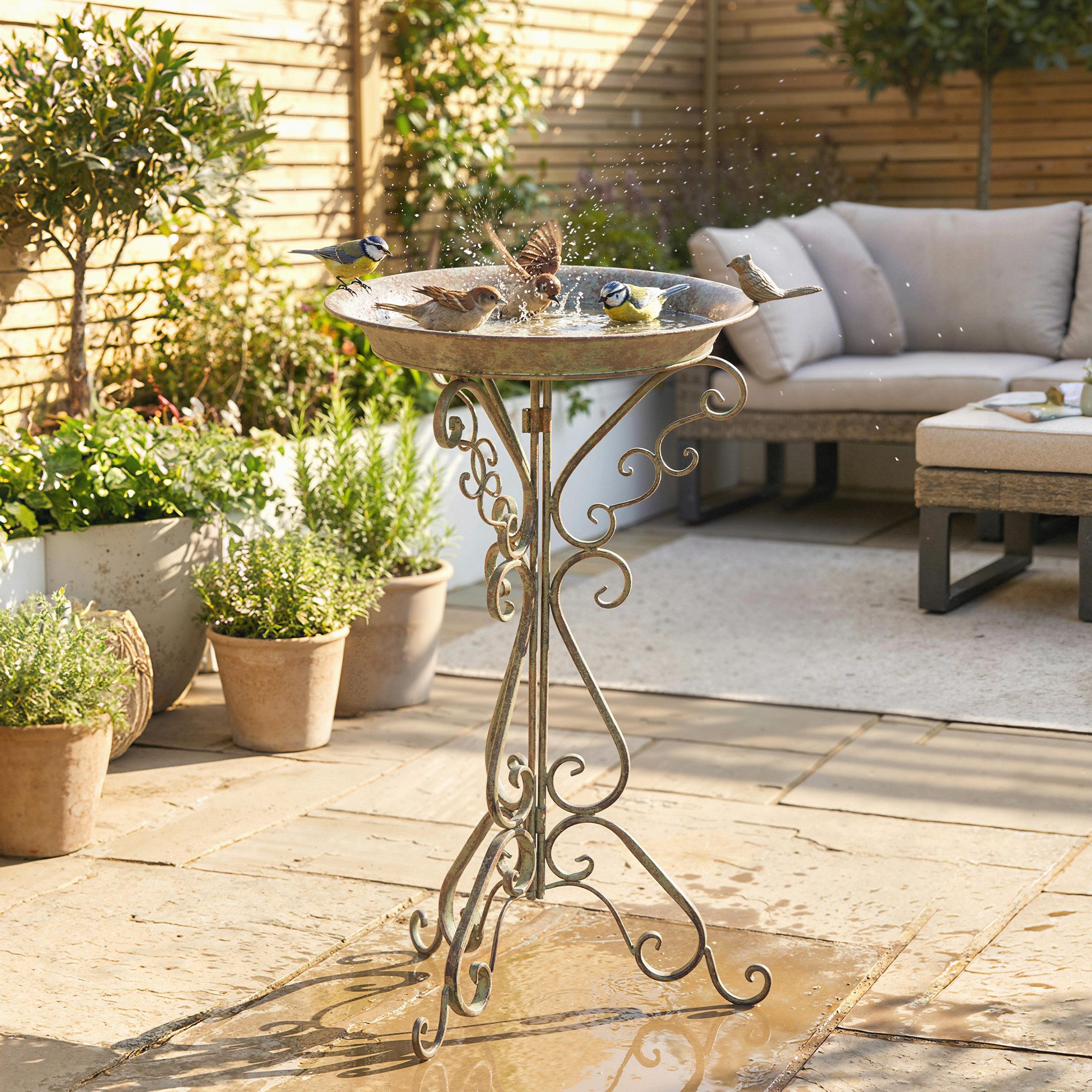 Outsunny Vogeltränke Wasserschale mit dekorativem Standfuß 7 l, BxTxH: 48x42x75 cm, dekorative Vogelstatue