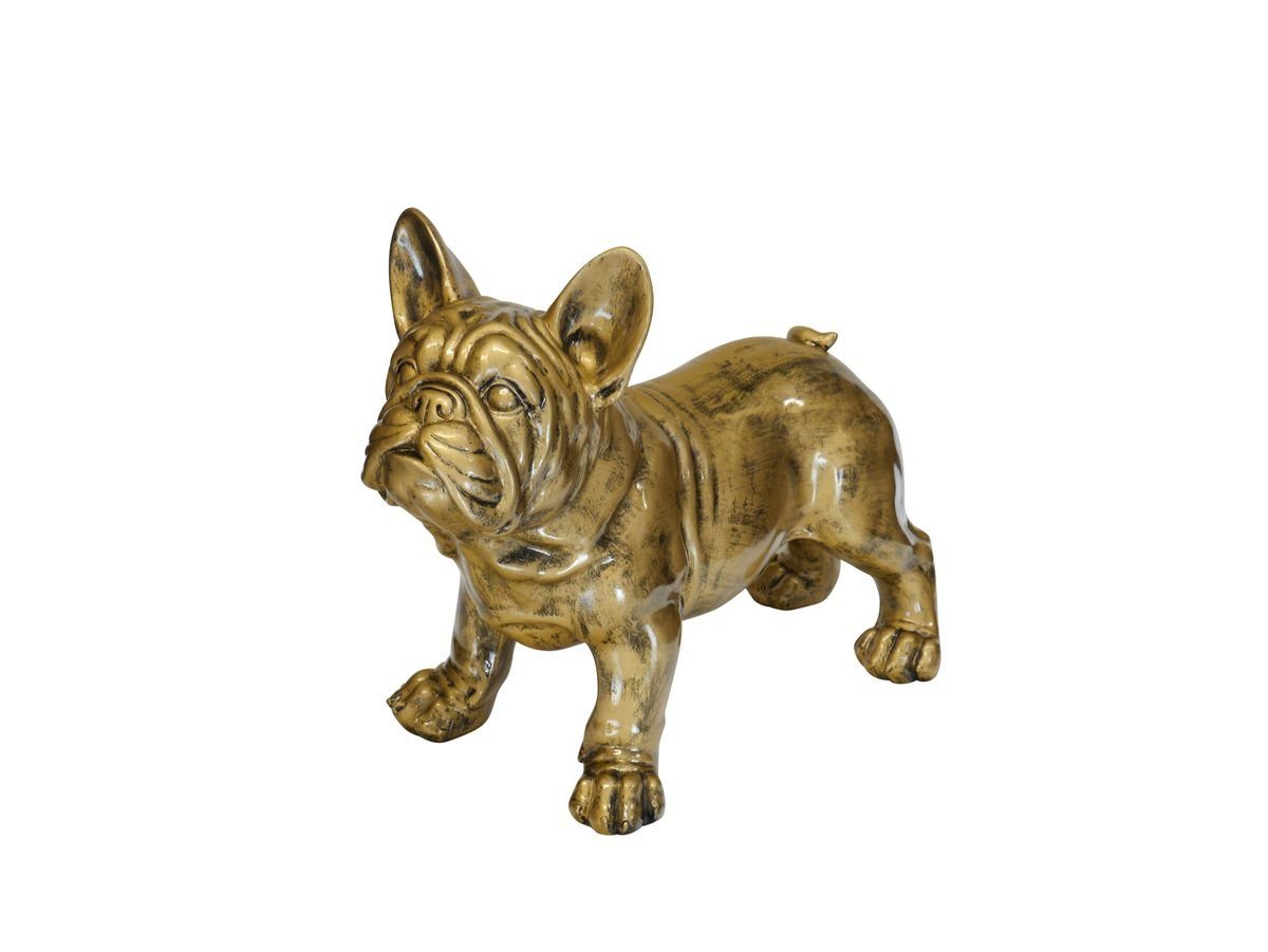 AFG Tierfigur Französische Bulldogge XXL Kunstharz goldfarben Tierfigur