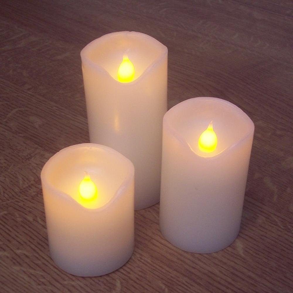 Nipach LED-Kerze DK49061 LED 3er flammenlose Echtwachskerzen ww