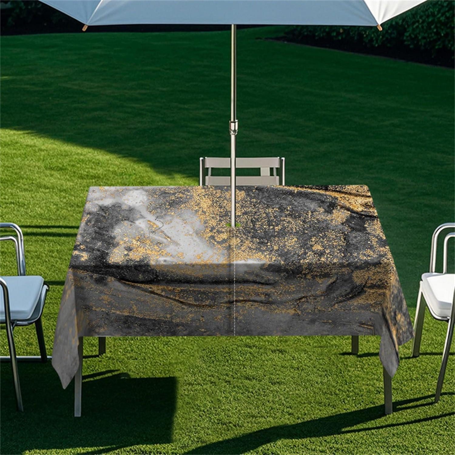 LuxusKollektion Gartentischdecke Tischdecke Rechteckig mit Schirmloch 213x152cm (1-tlg)