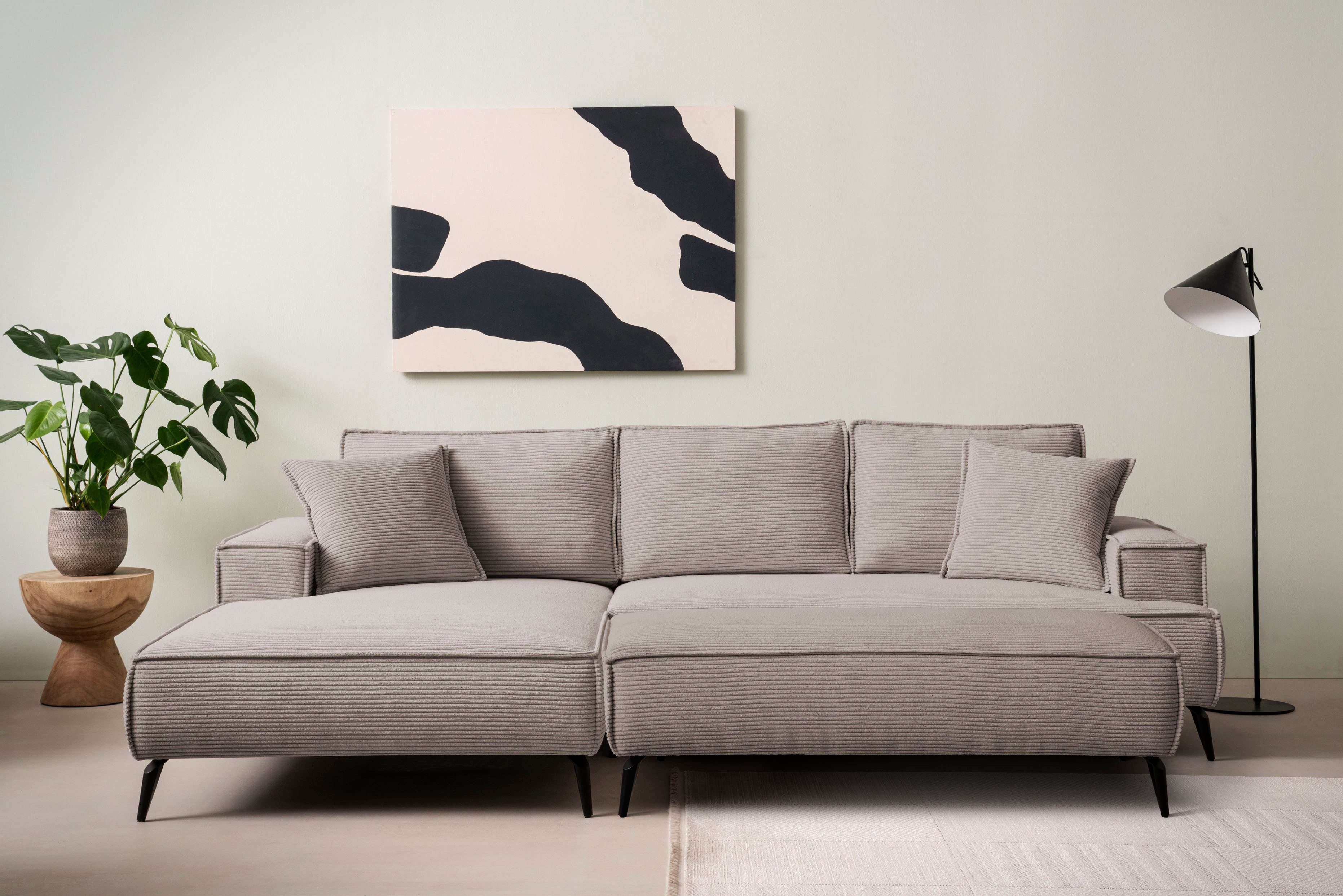 Home affaire Sitzgruppe TVINNU, Polsterecke L-Form, Schlaffunktion, mit Hocker, (Set), Set, stellbar zum Schlafsofa (Krokodilverbinder)