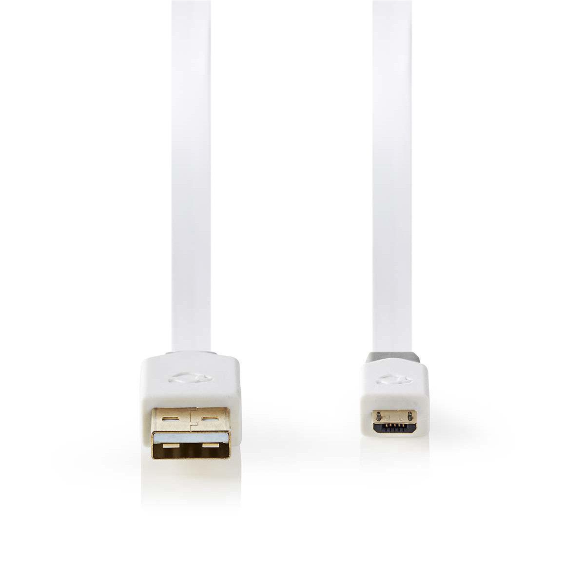 Nedis CCBP60500WT10 USB-Kabel, USB-A Stecker, USB-A Stecker, smartphone laden, flaches kabel, 480 mbps daten