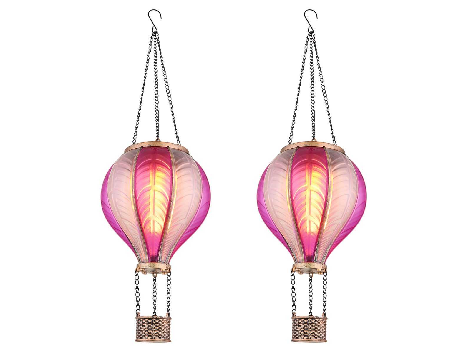GLOBO LIGHTING LED Solarleuchte, LED fest integriert, warmweiß, 2er Set Solar-ballon ausgefallene Solar-laterne Balkon, Höhe 46,5cm, LED Solar Lampe