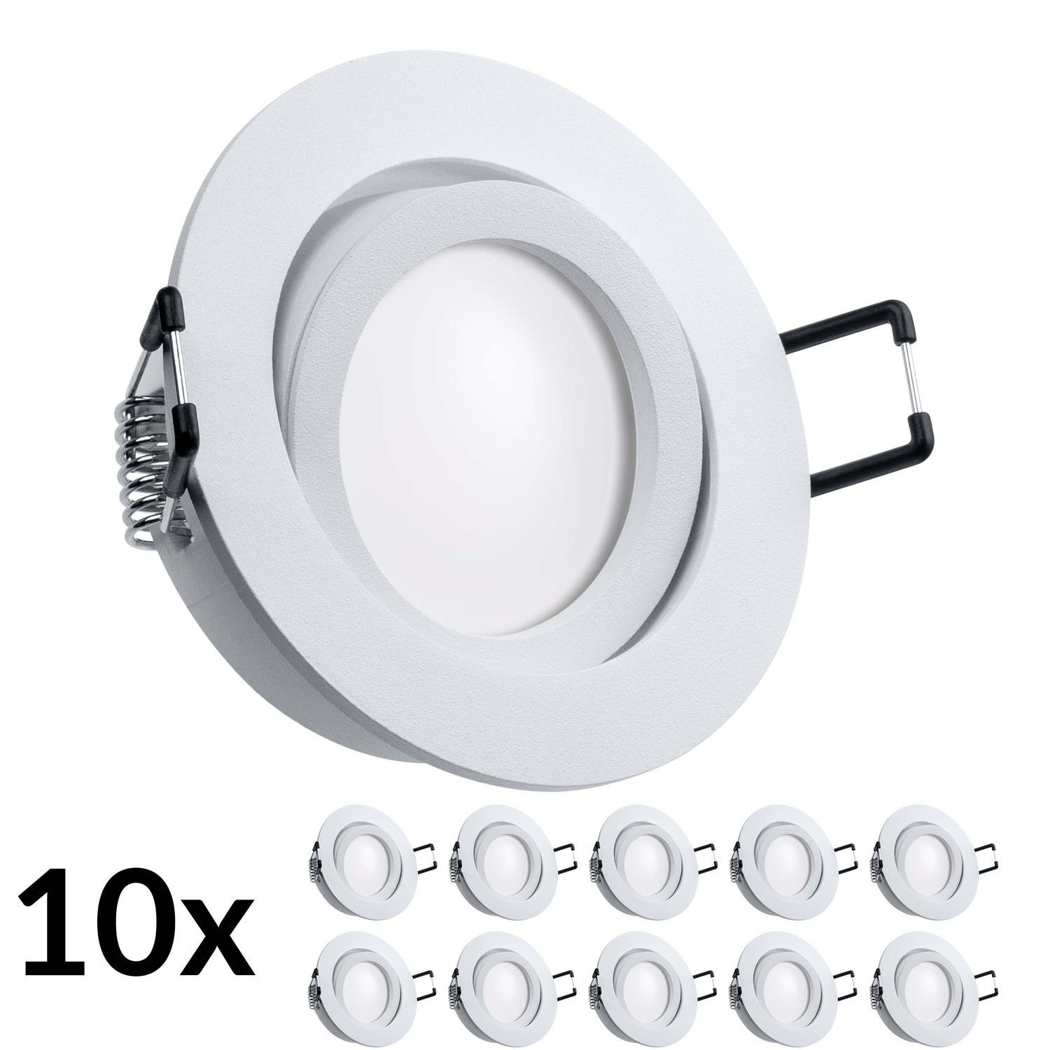 LEDANDO LED Einbaustrahler 10er Einbaustrahler Set matt flach CCT extra LED - mit in weiß 5W RGB