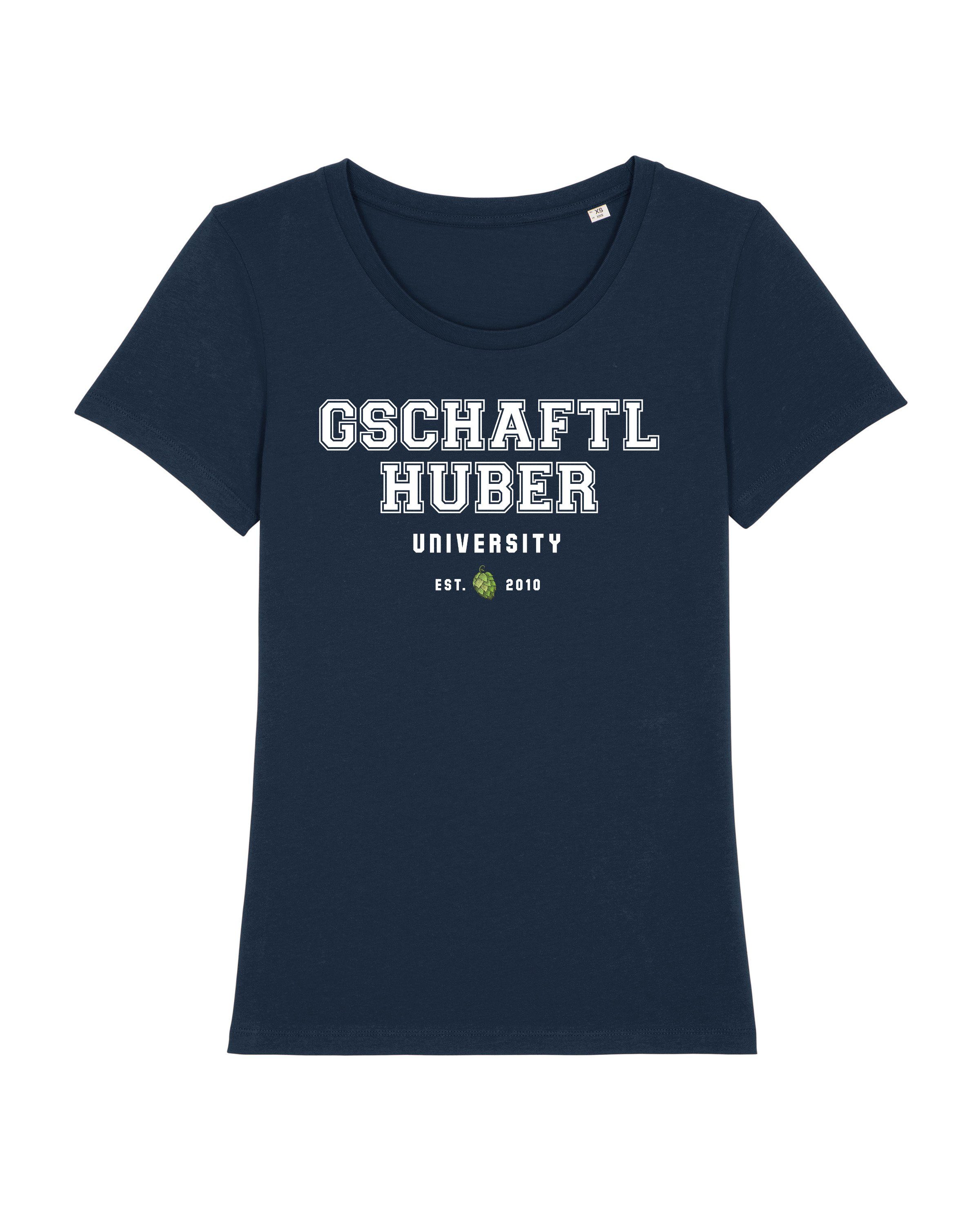 dunkelblau wat? (1-tlg) Print-Shirt University Apparel Gschaftlhuber
