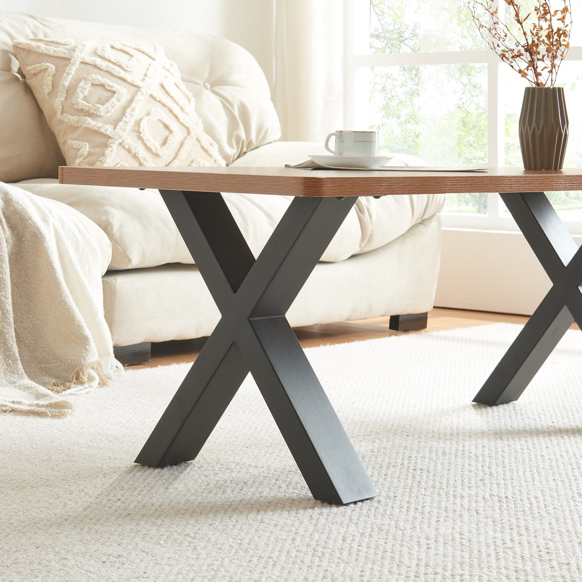 en.casa Tischgestell (2-St., 2er Set), »Maribo« Stahl 42 x 40 cm Schwarz