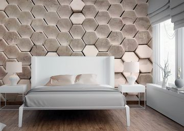 living walls Fototapete Designwalls Hexagon Surface 2, glatt, (5 St), Vlies, Wand, Schräge, Decke