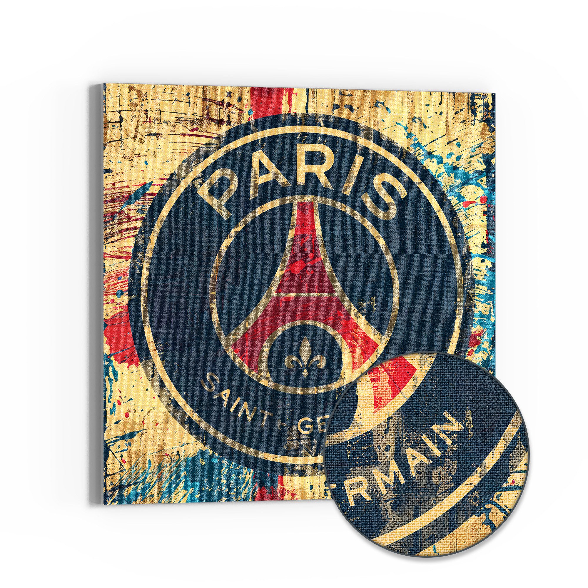 DEQORI Leinwandbild 'Wappen PSG Paris', 'Wappen PSG Paris', Hybrid Leinwand Bild Wandbild flach modern