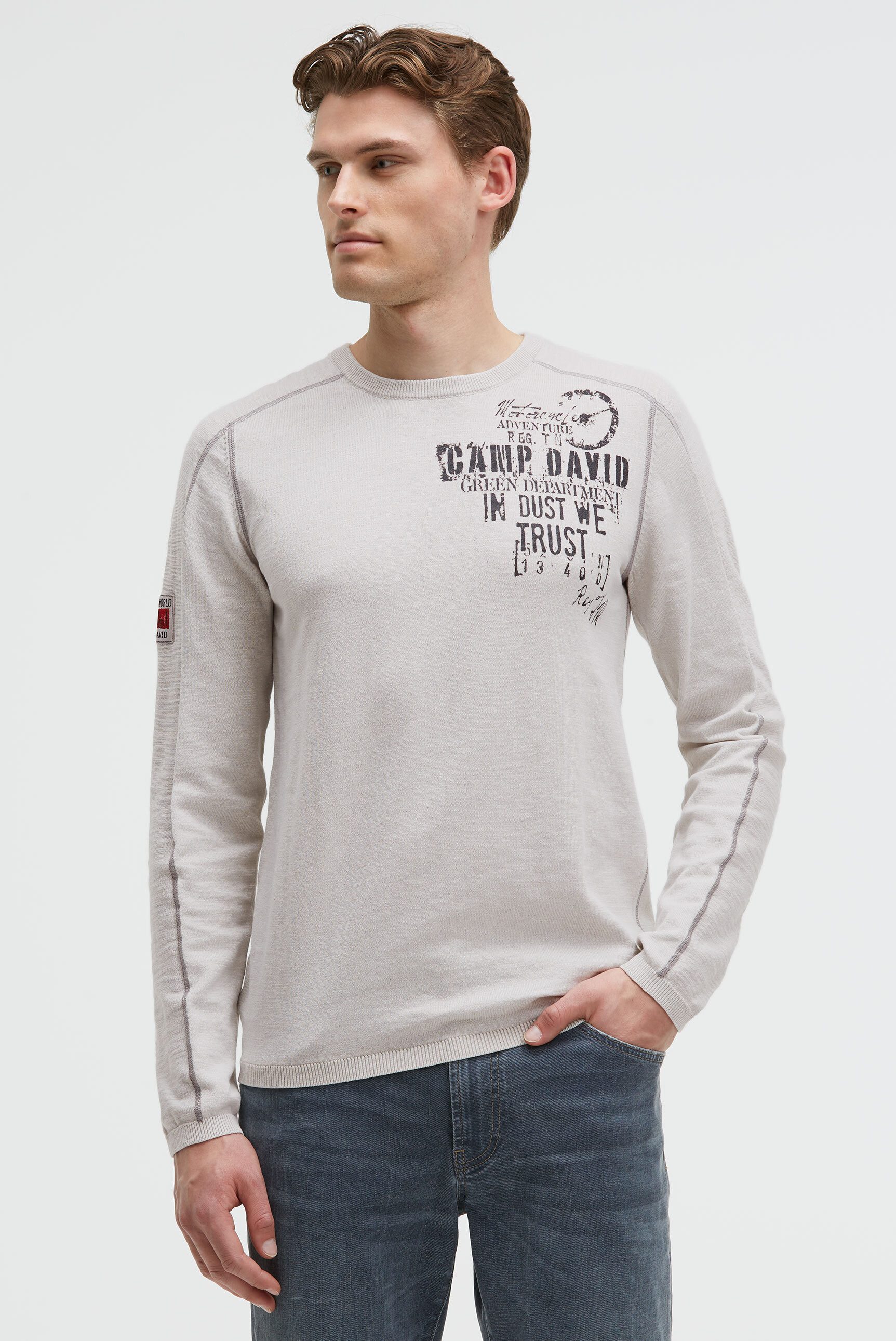 CAMP DAVID Rundhalspullover aus Baumwolle günstig online kaufen