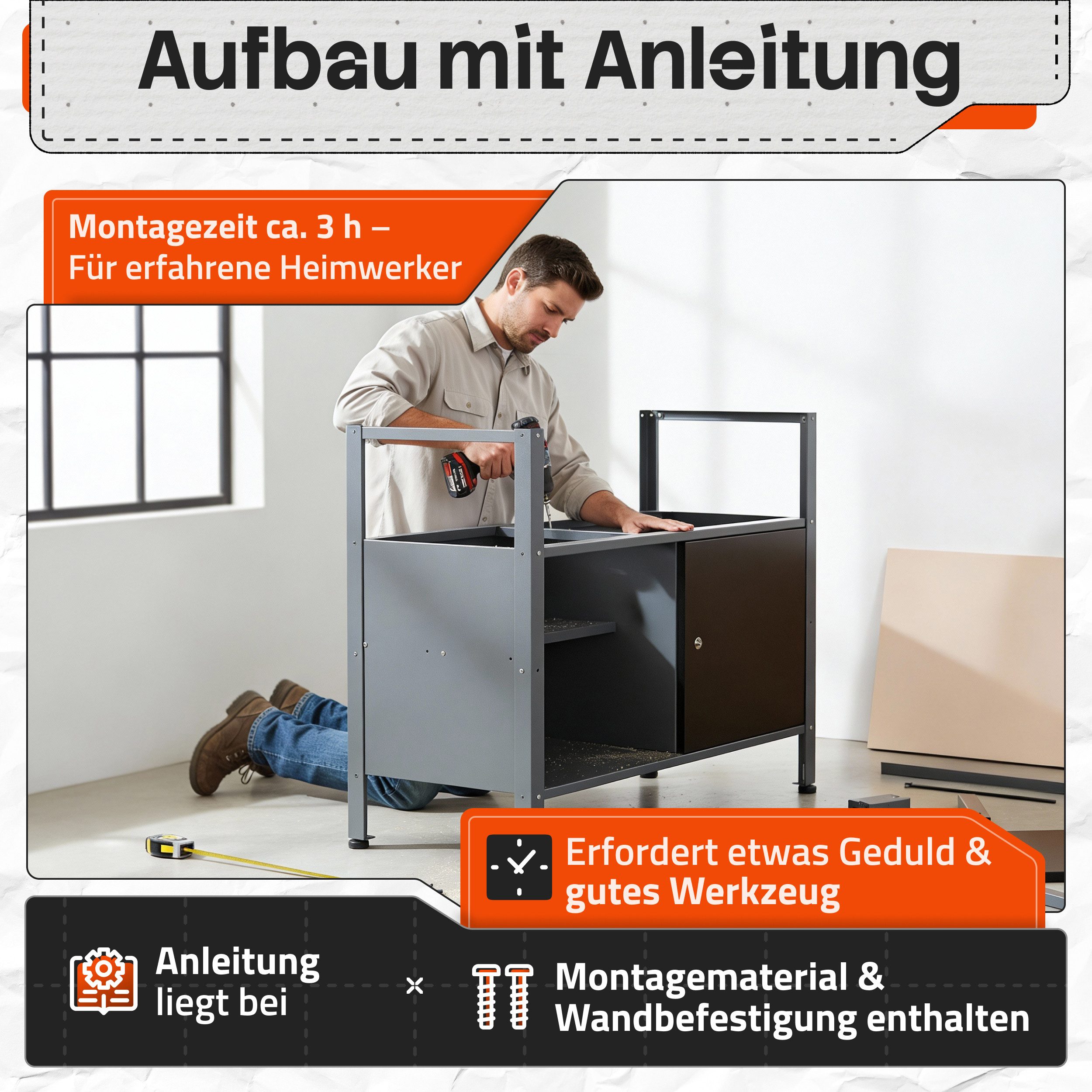 ONDIS24 Werkstatt-Set Ondis24 Werkstatt Set 240cm Werkbank Metallschrank Lochwand