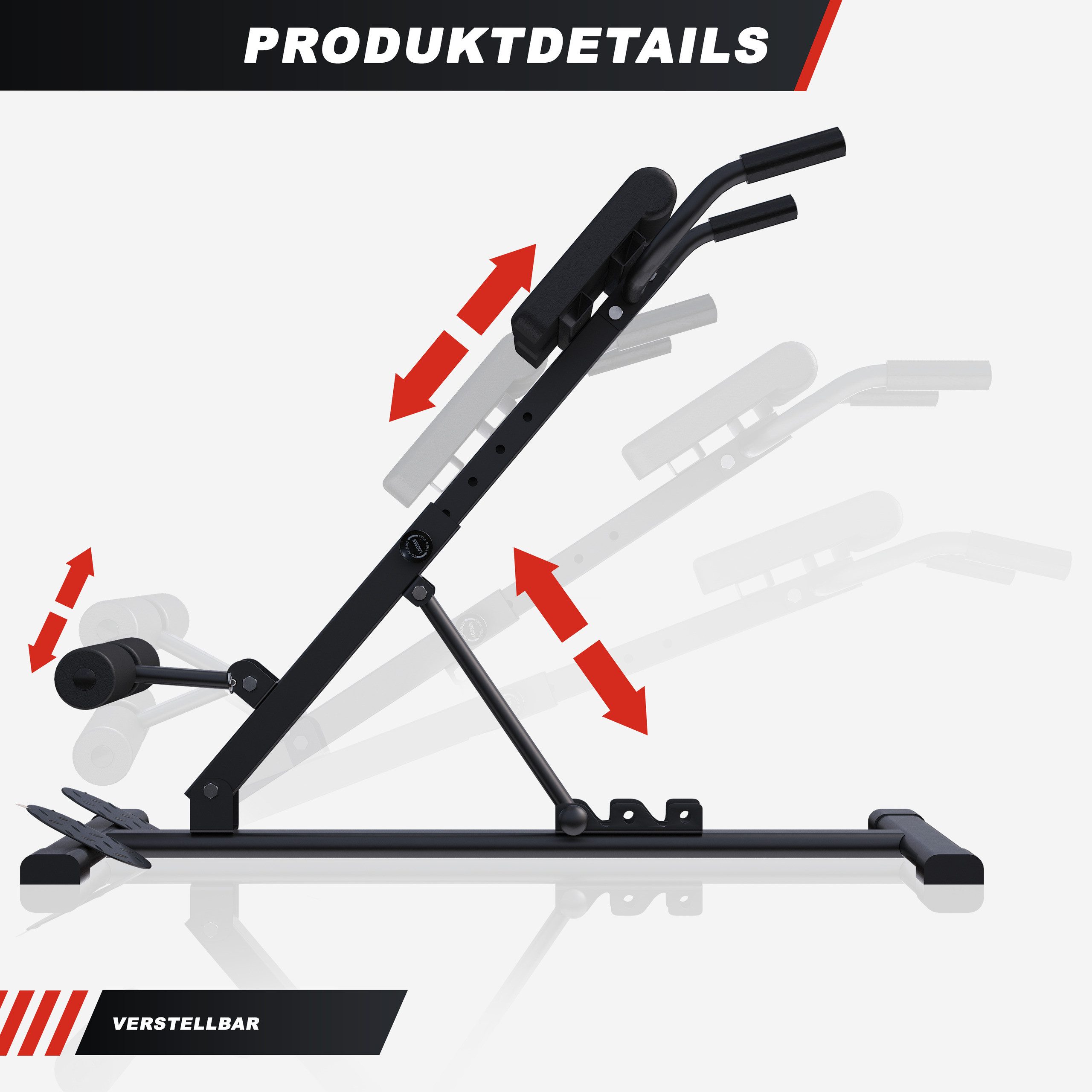 GORILLA SPORTS Rückentrainer Klappbar, Verstellbar - Hyperextension, Rückenstrecker Zuhause, (1-tlg)
