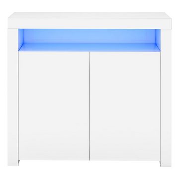 Flieks Sideboard (2 St), LED-Licht Kommode Aufbewahrungsschrank weiß