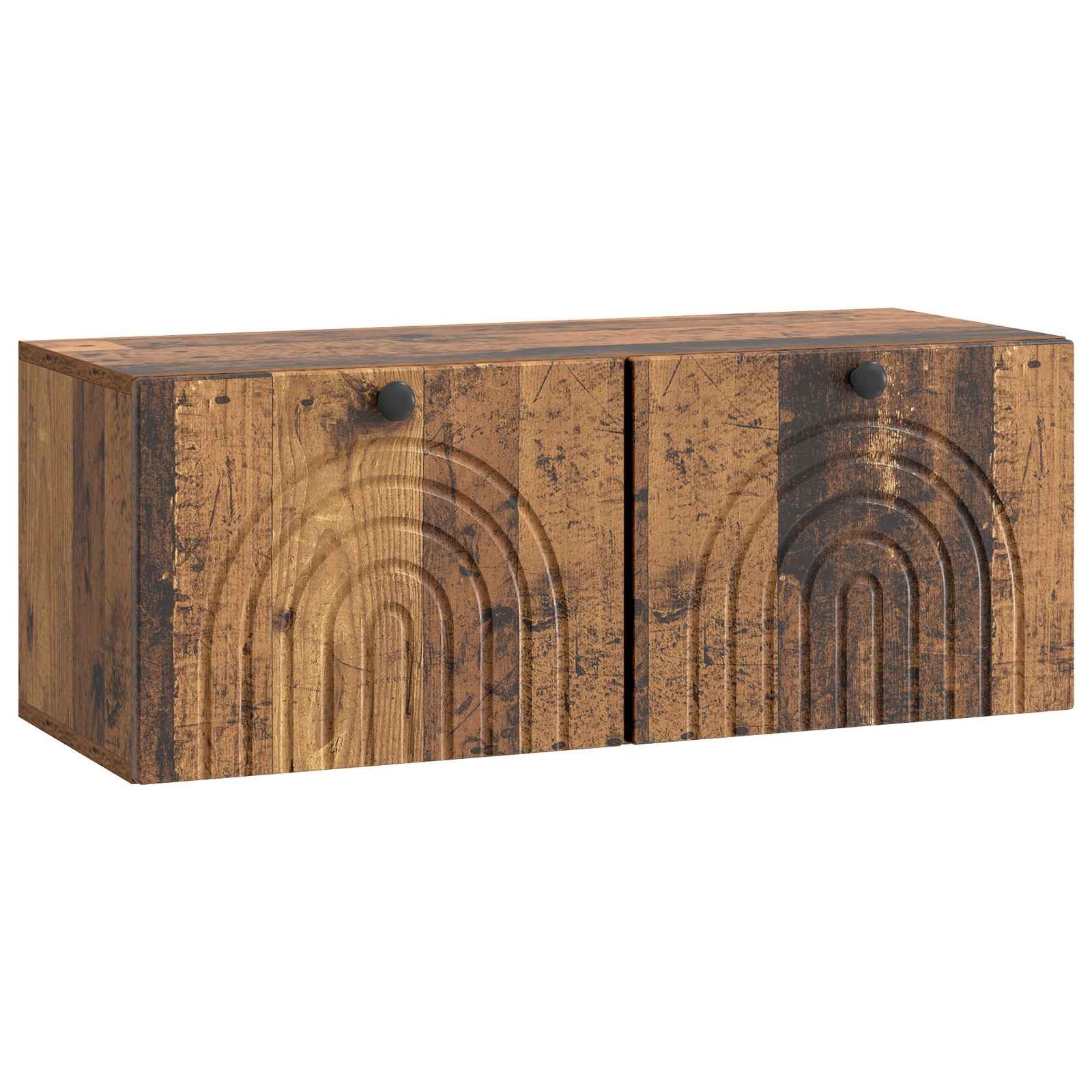 furnicato Kleiderschrank TV-Schrank Wandmontage 78,5 x 31 x 30 cm Altholz Medienboard mit 2 Schwenktüren und Stauraum für dein Wohnzimmer