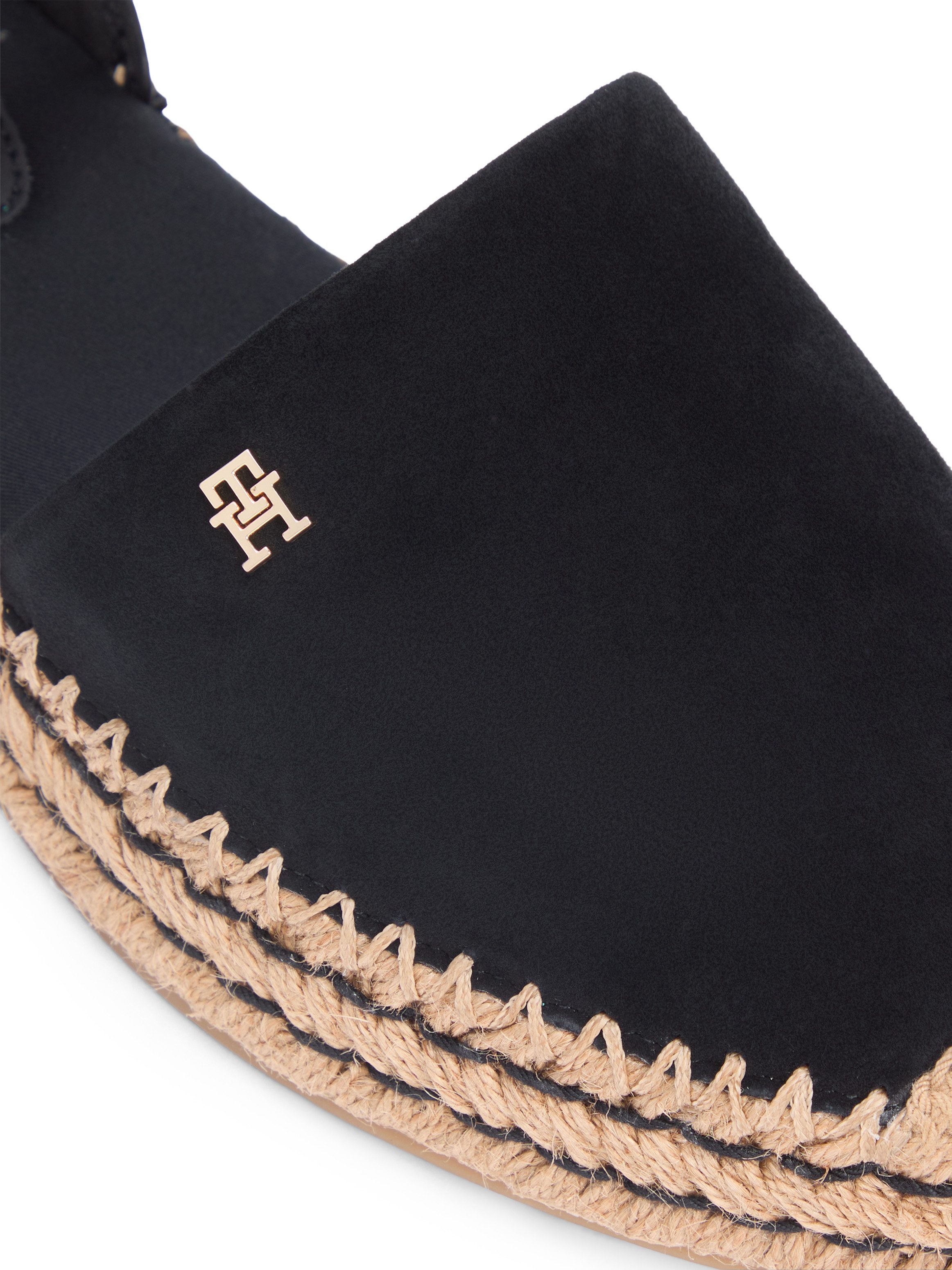 Tommy Hilfiger TH PLATFORM ESPAD SUEDE STRAP Riemchenballerina Sommerschuh, Plateausandalette mit verstellbarem Fersenriemchen