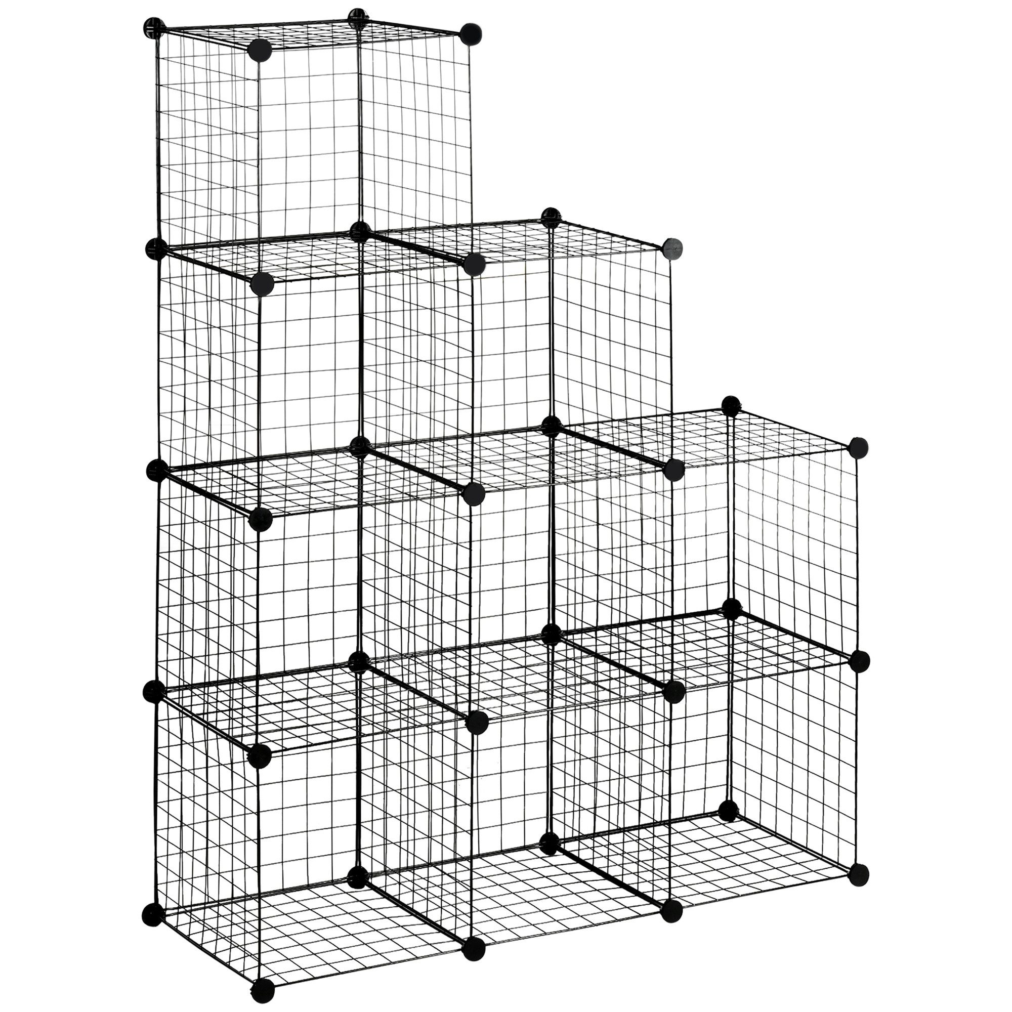 MC Star Bücherregal Steckregal, Würfelregal, Schuhregal, 9 Würfel, modularer Aufbau, Stahl, schwarz, 35 x 35 x 35 cm je Würfel