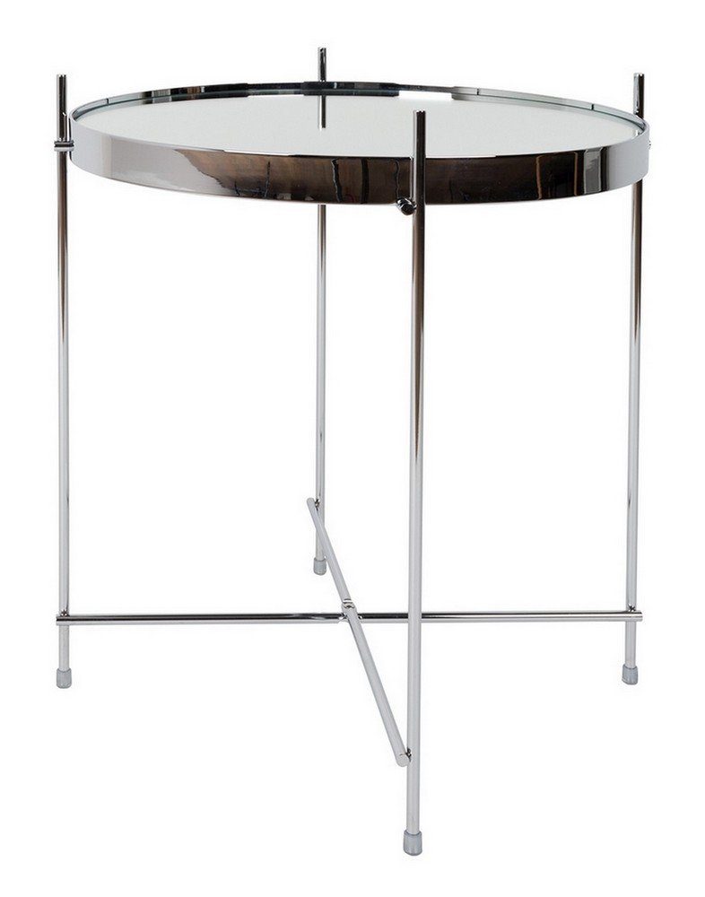 daslagerhaus living Couchtisch Beistelltisch rund Glas Metall silber