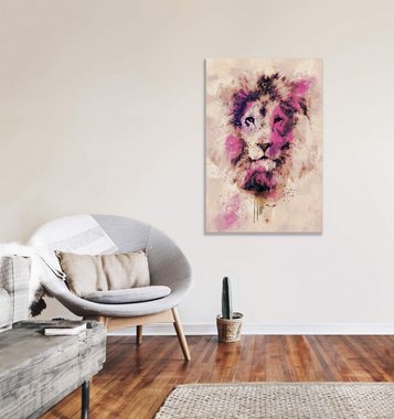 Sinus Art Leinwandbild Löwe Abstrakt Kunst König der Tiere Raubkatze 60x90cm Leinwandbild