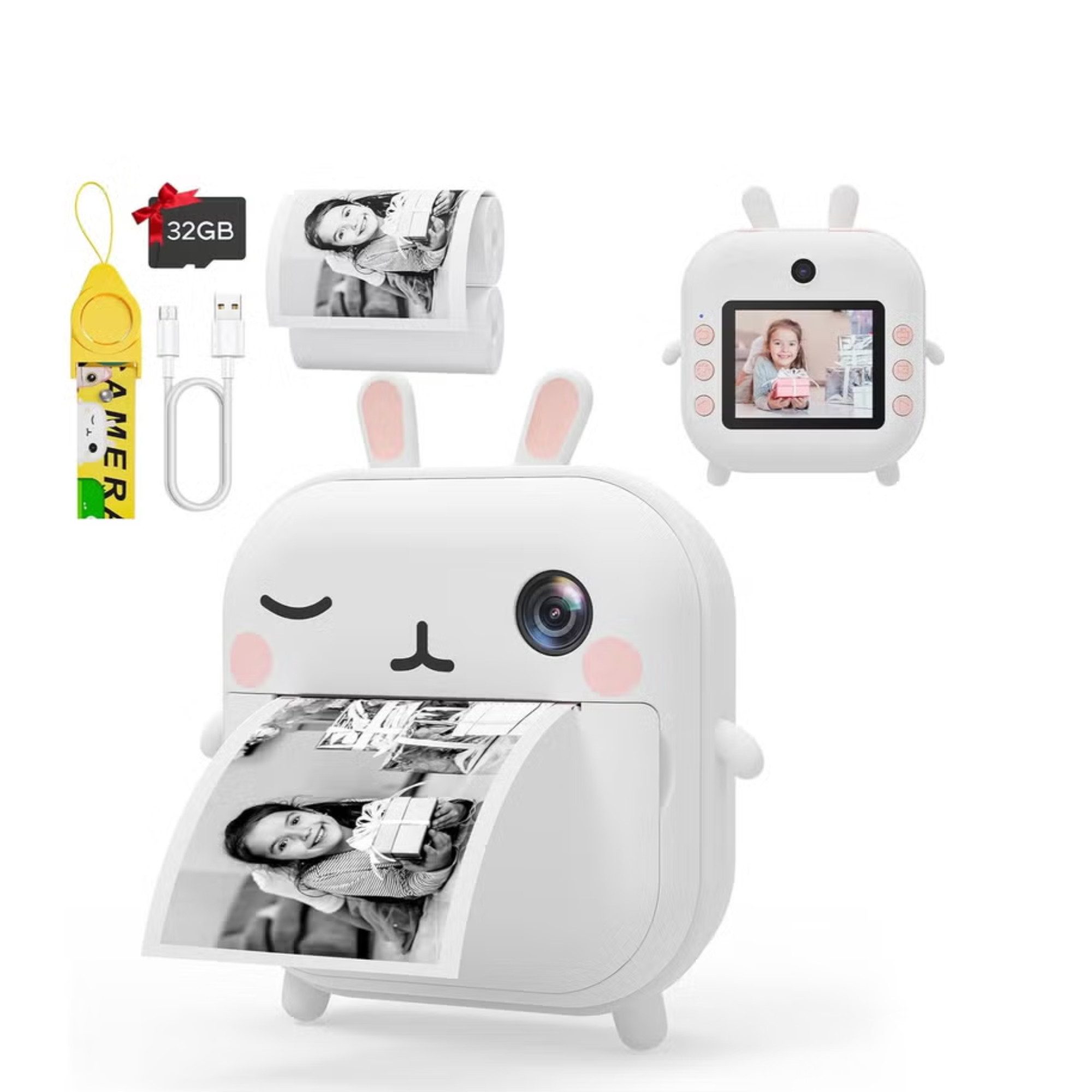 Vivitar mit 48MP & 1080P HD Video, Sofortbildkamera mit 32GB Speicherkarte Kinderkamera (48 MP, inkl. Selfie, Zeitraffer & lustigen Rahmen, Kreative Geschenkidee für Kinder, 2.4" IPS Bildschirm, Spielen & Musikplayer, mit Druckfunktion)