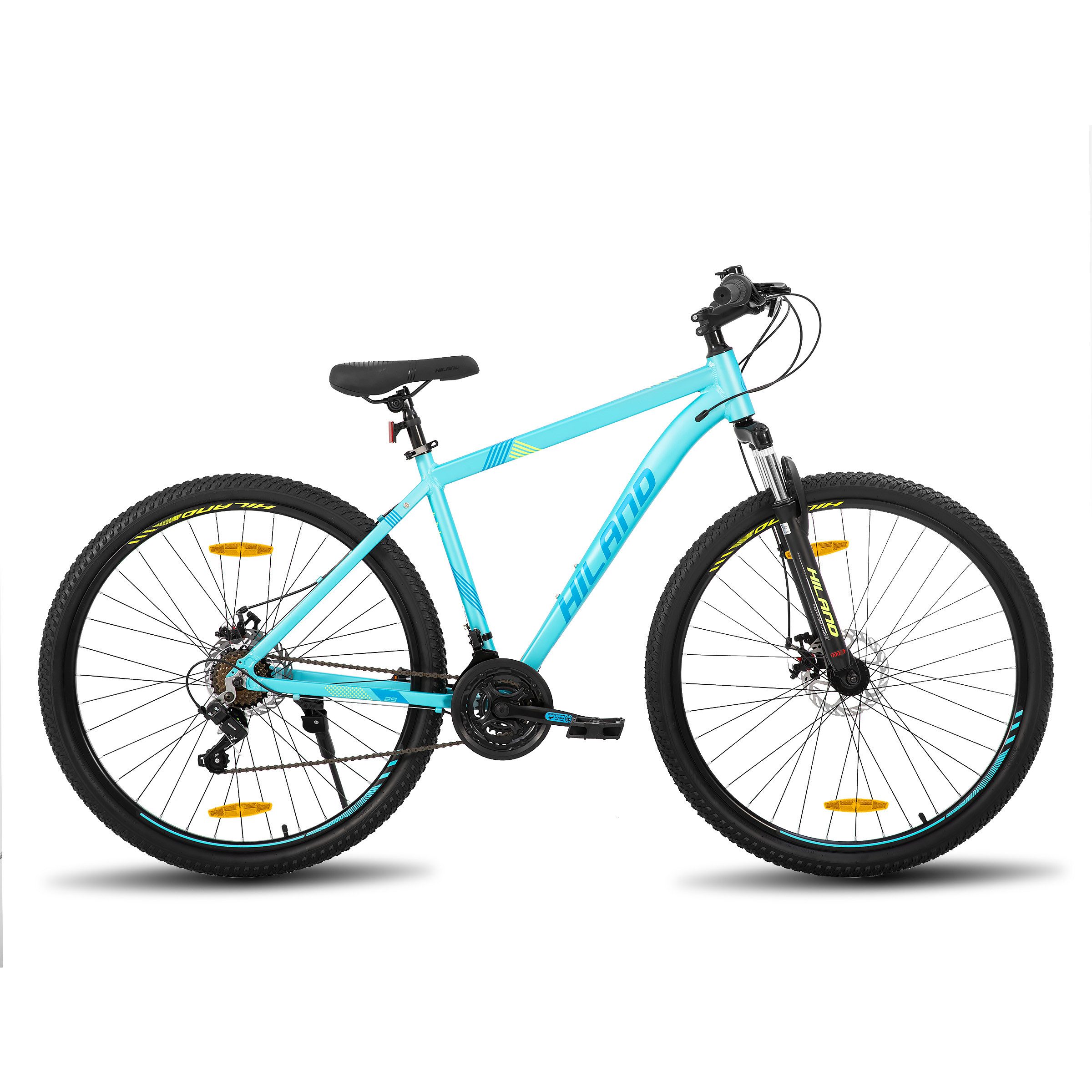 HILAND Mountainbike 29 Zoll Fahrrad aus Aluminiumlegierung mit 21 Gängen für Herren, 21-Gang, mit Federgabel, mechanischen Scheibenbremsen, leichtem Rahmen