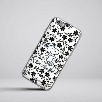 DeinDesign Handyhülle Peanuts Blumen Snoopy Snoopy Black and White This Is The Life, Apple iPhone 6s Silikon Hülle Bumper Case Handy Schutzhülle