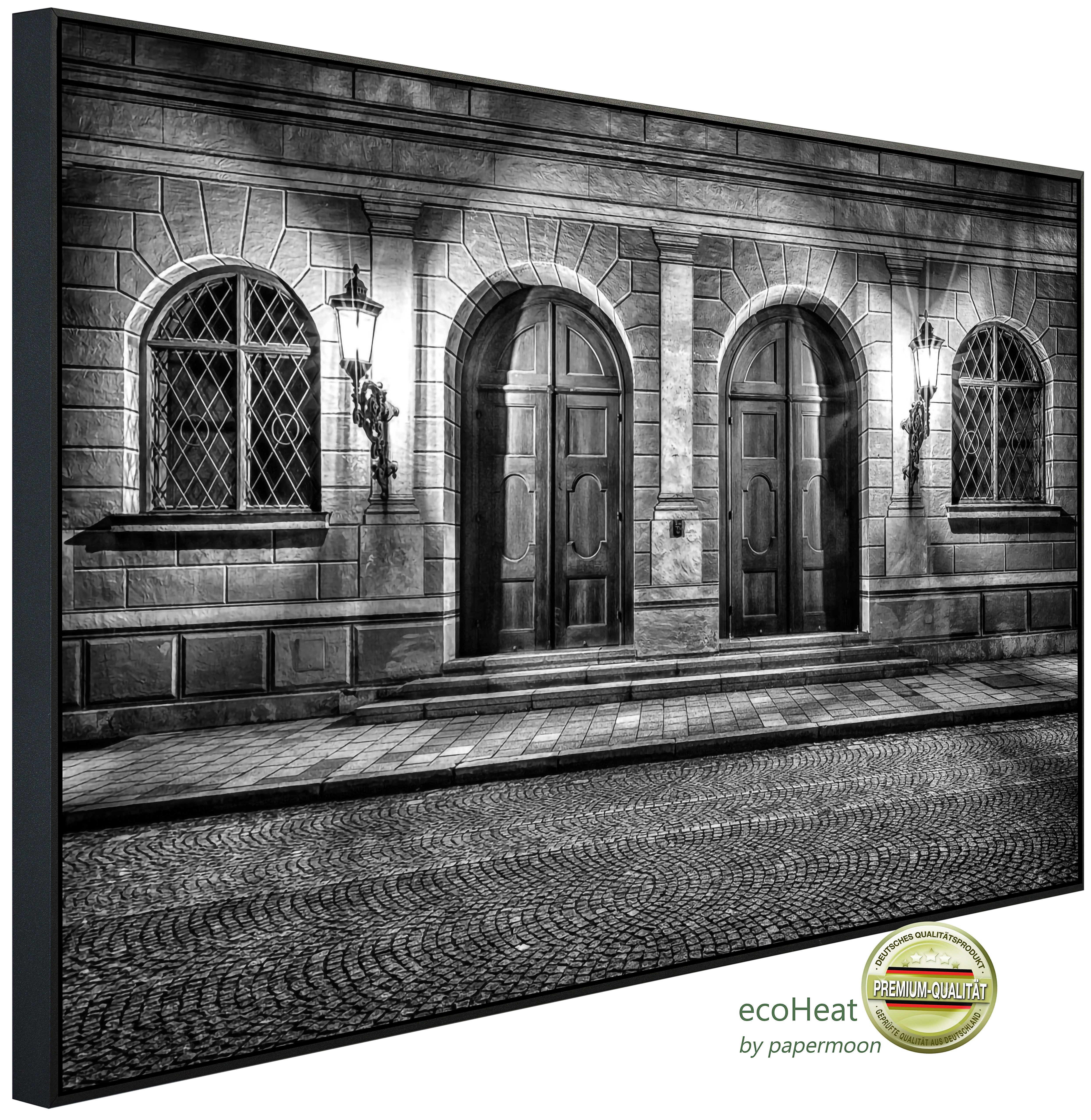 Papermoon Infrarotheizung INFRAROT-BILD-HEIZUNG, Alte Türen Schwarz & Weiß, TÜV-Rheinland/GS zertifiziert, angenehme Strahlungswärme