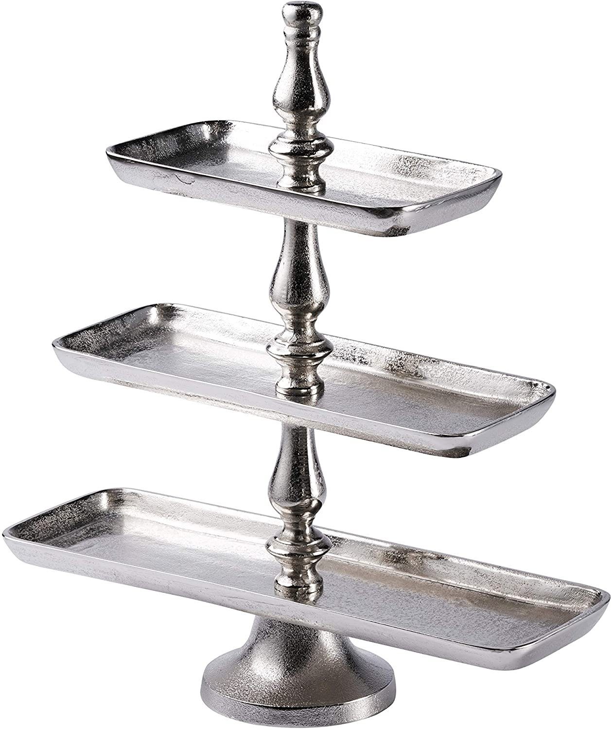 cm Deko XL Tischdeko - Metall aus Schale Hochzeit - Dekoetagere Dekoteller Servierplatte Silber Luxus Etagere 50 Groß 3-Stöckig Aluminium MichaelNoll -