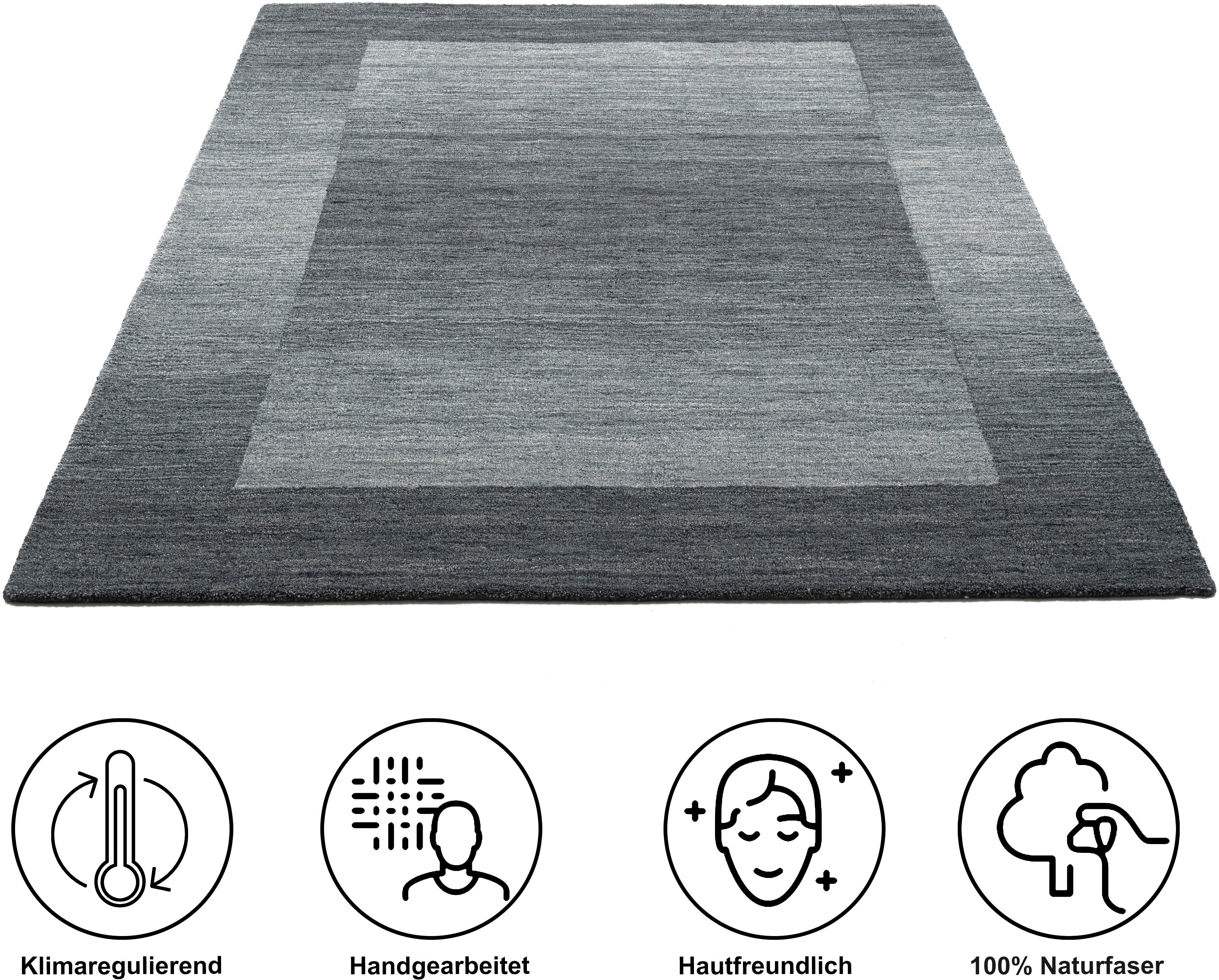 THEKO Wollteppich Gabbeh Super, Handweb, auch als Läufer erhältlich, reine Wolle, rechteckig, Höhe: 9 mm, Schlafzimmer, Wohnzimmer, Esszimmer, auch als Bettumrandung