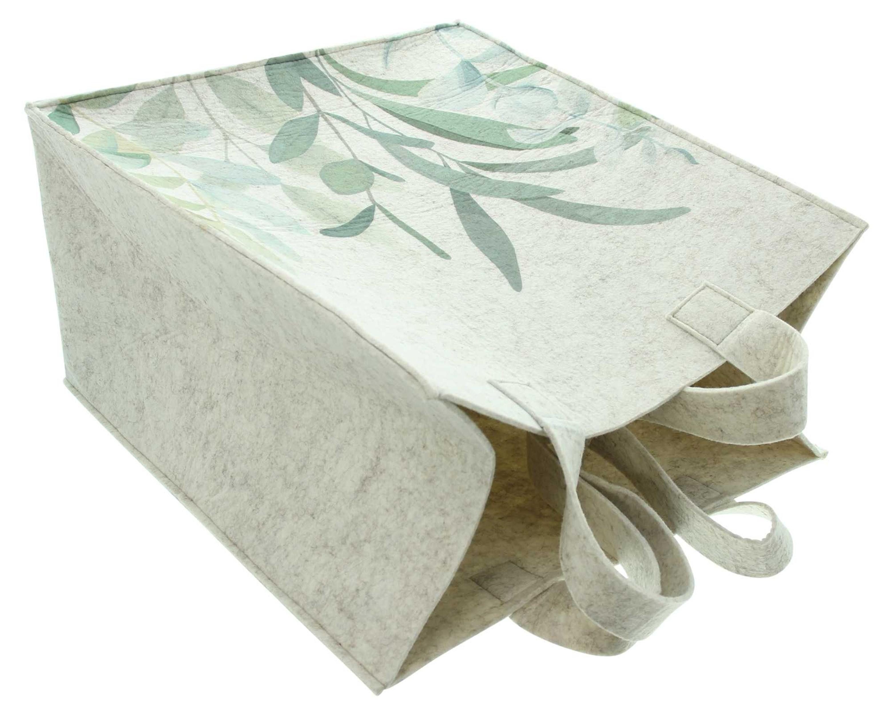 Frank Flechtwaren Tragetasche Filztasche Blätter recycelter Filz beige – Einkaufstasche