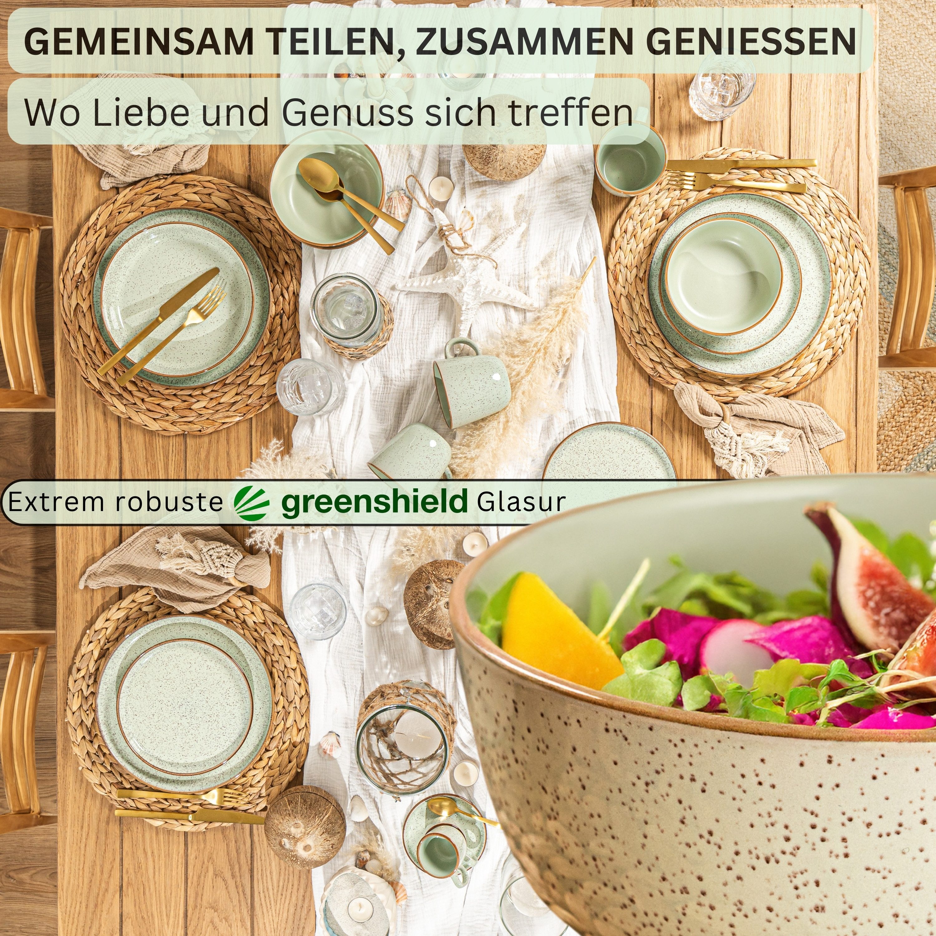 SÄNGER Teller Rio, (4 St), Rio Minze, 4x Schalen, Steingut, Handmade, VALUE COLLECTION