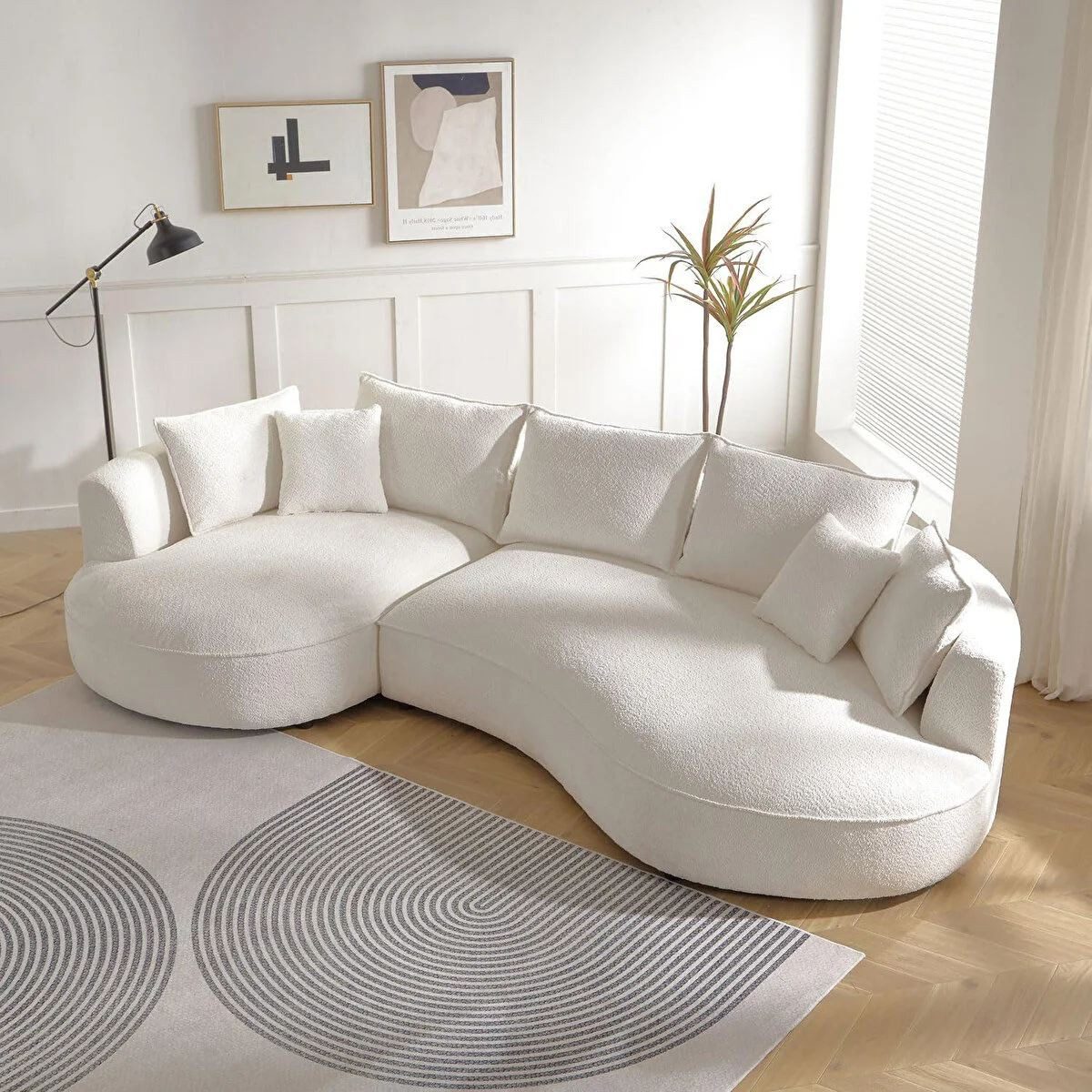 Skye Decor Ecksofa, Großes L Sofa mit Bouclé-Bezug – 30 DNS Schaum, pflegeleicht