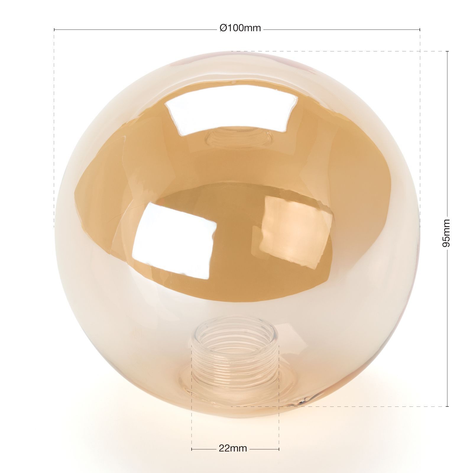 Orion Leuchten Lampenschirm Ersatzglas Gewinde Lampenschirm G9 Ø 100 mm Amber Gold – Bild 3 von 5