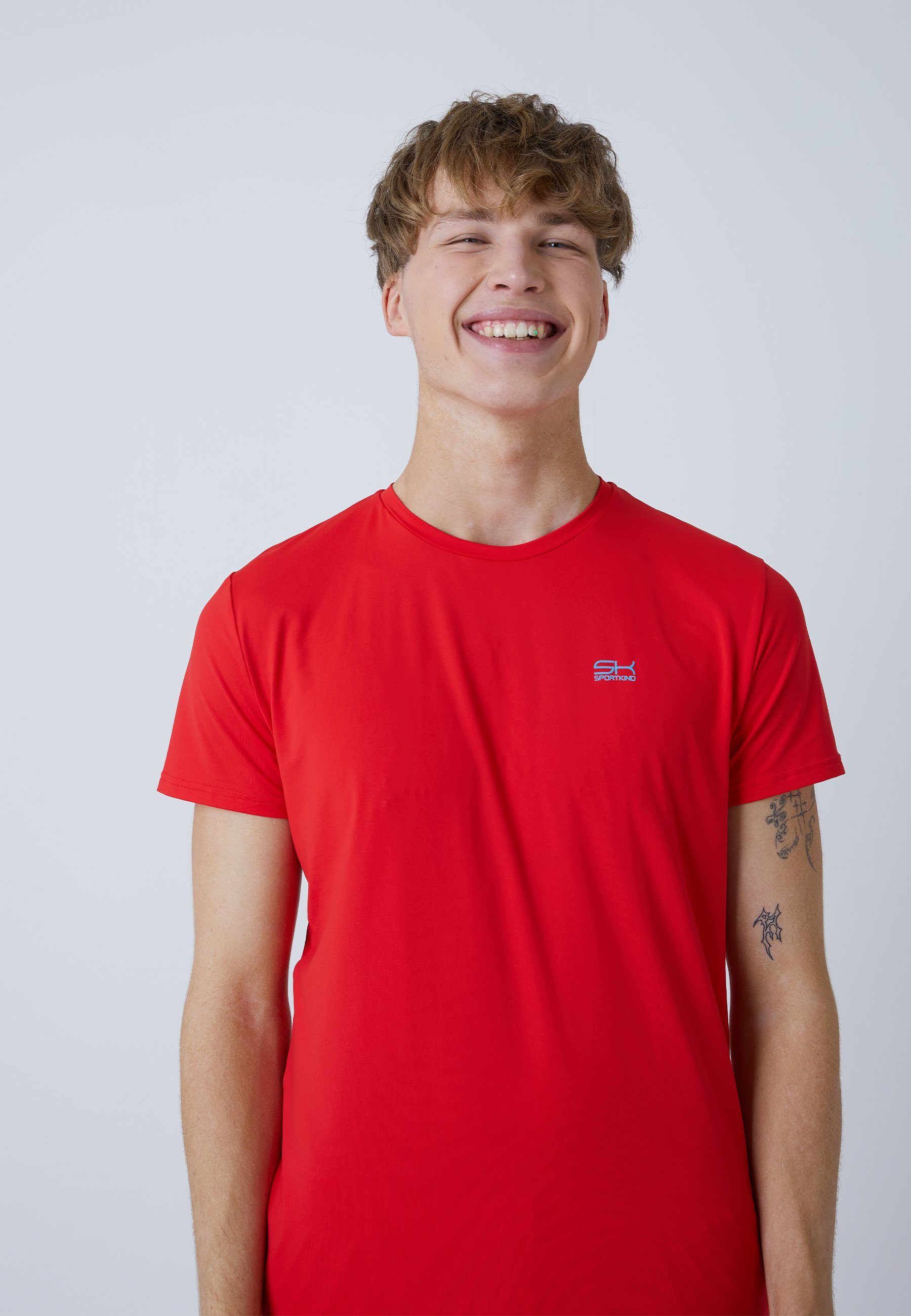 SPORTKIND Funktionsshirt Tennis T-Shirt Rundhals Herren & Jungen rot