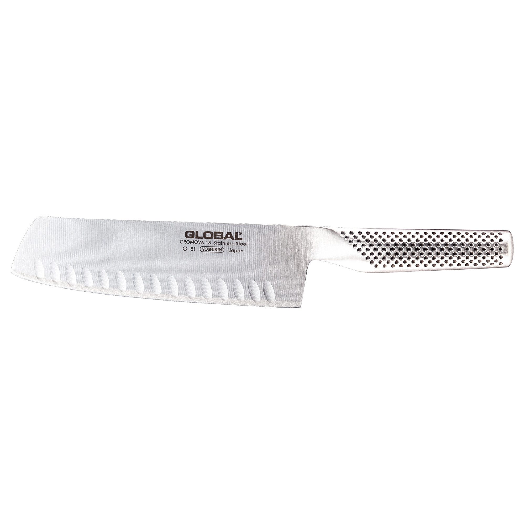 GLOBAL Santokumesser Gemüsemesser mit Kullen 18 cm G-81