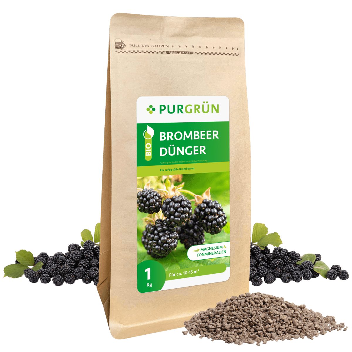Obstdünger Purgrün Bio Brombeer Dünger, NPK 6+3+8, Magnesium, 1 kg