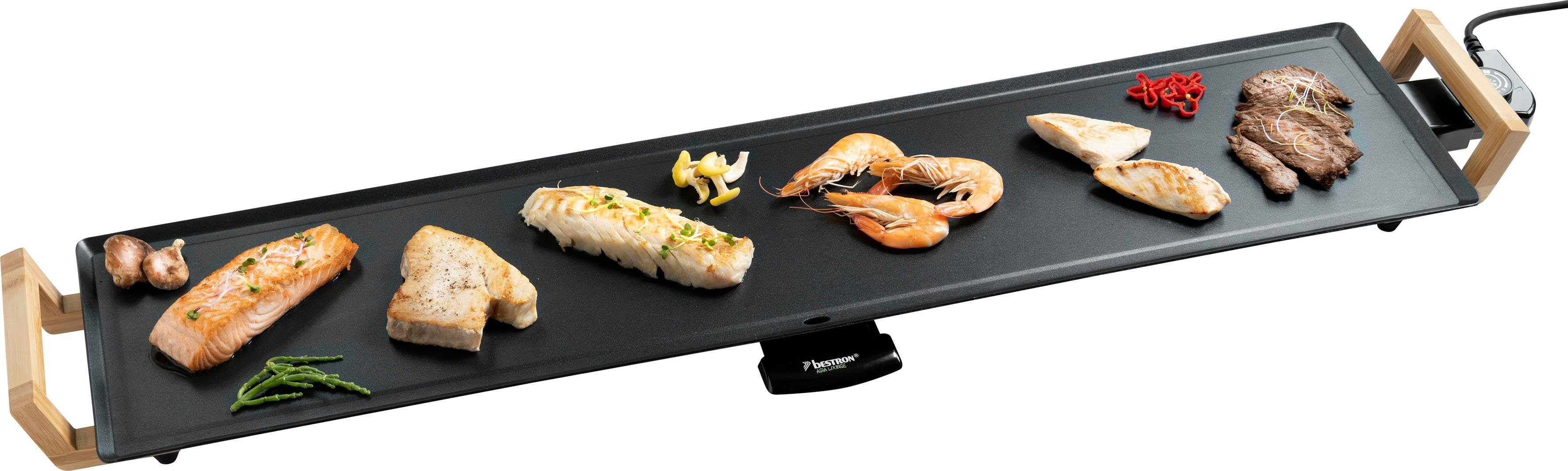 bestron Tischgrill ABP605BB, 2000 W, XXXL-Teppanyaki Grillplatte mit Antihaftbeschichtung