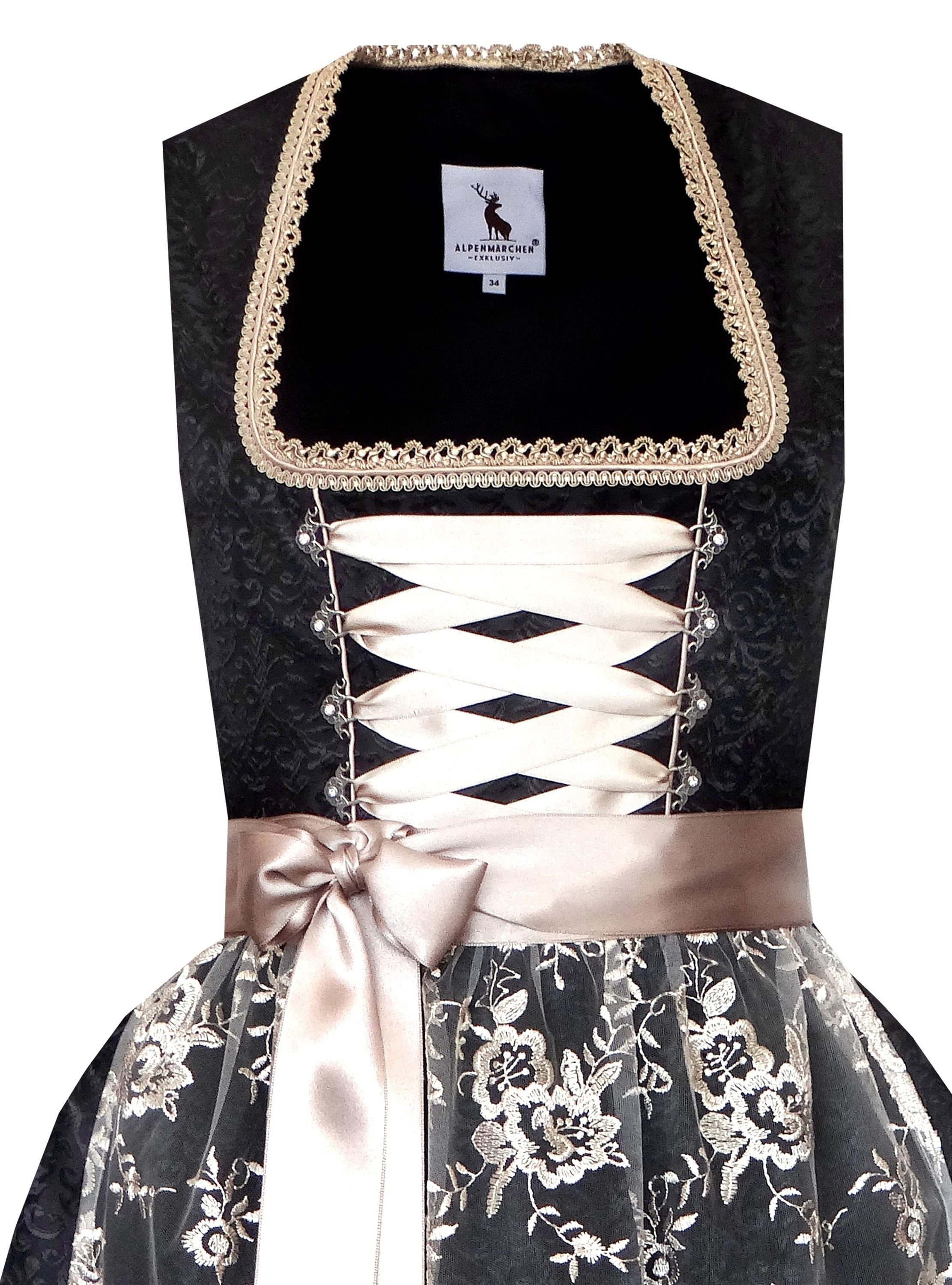 Alpenmärchen Dirndl Dirndl Larissa in schwarz und creme - ALM664 günstig online kaufen