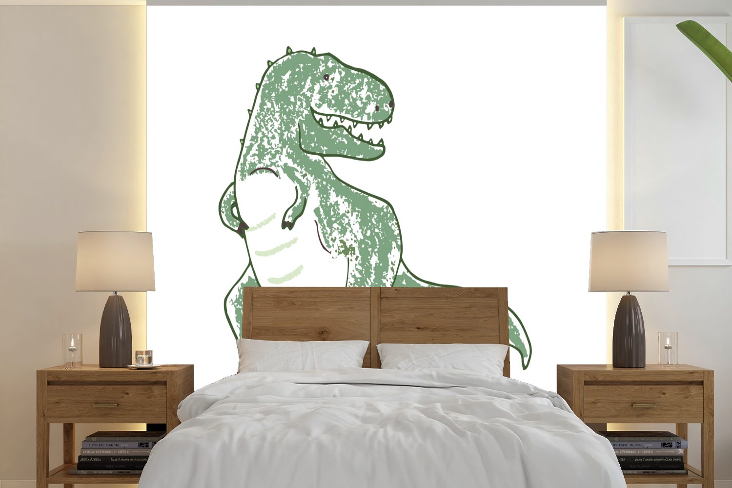 Tyrannosaurus - für Schlafzimmer, Tapete bedruckt, Wohnzimmer MuchoWow - St), - Fototapete - (5 Matt, Wandtapete Rex Dinosaurier -, Mädchen oder Vinyl Kinderzimmer Jungen