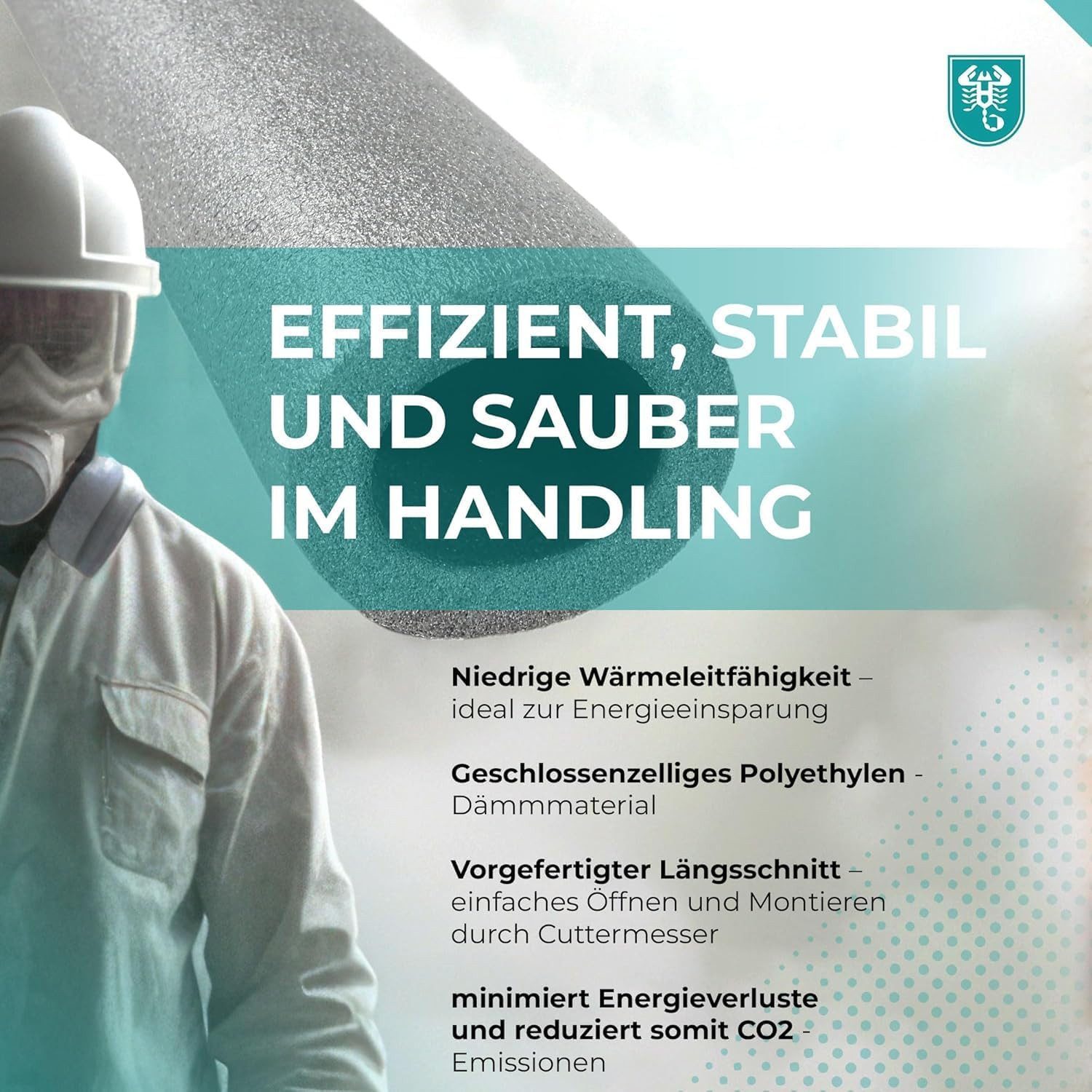 Scorprotect® Steinwolle PE Rohrisolierung angeschlitzt 1 m Farbe grau – Bild 5 von 5